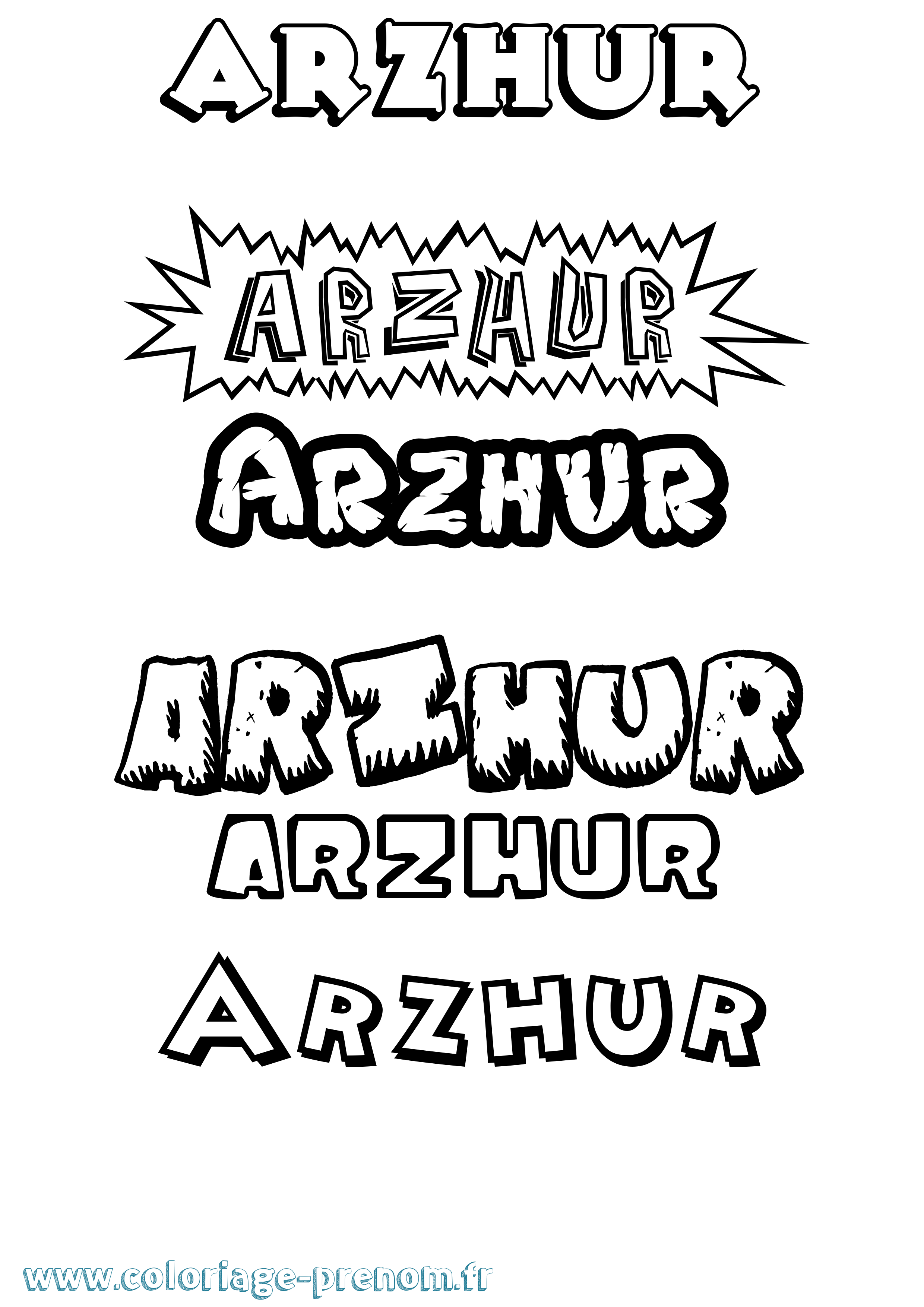 Coloriage Arzhur Dessin Animé Coloriage prénom Arzhur Dessin Animé
