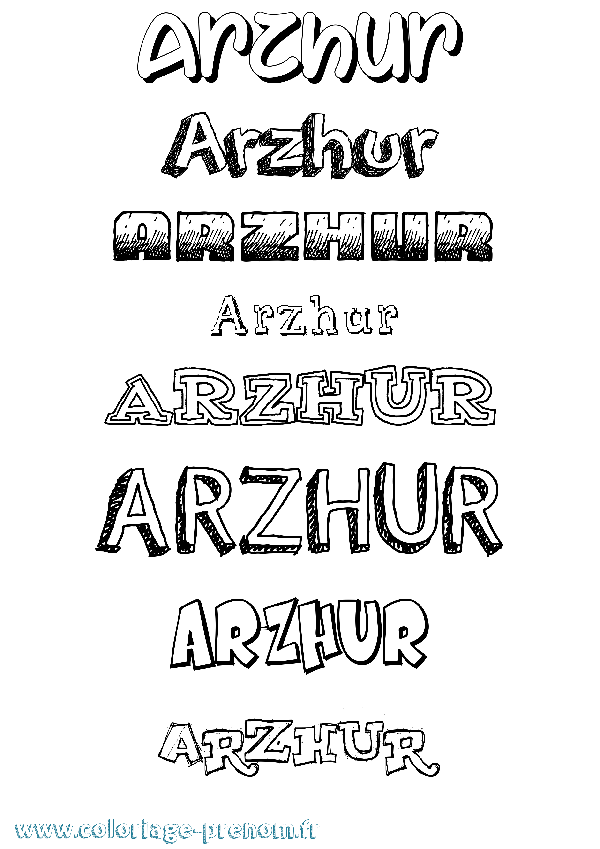 Coloriage Arzhur Dessiné Coloriage prénom Arzhur Dessiné