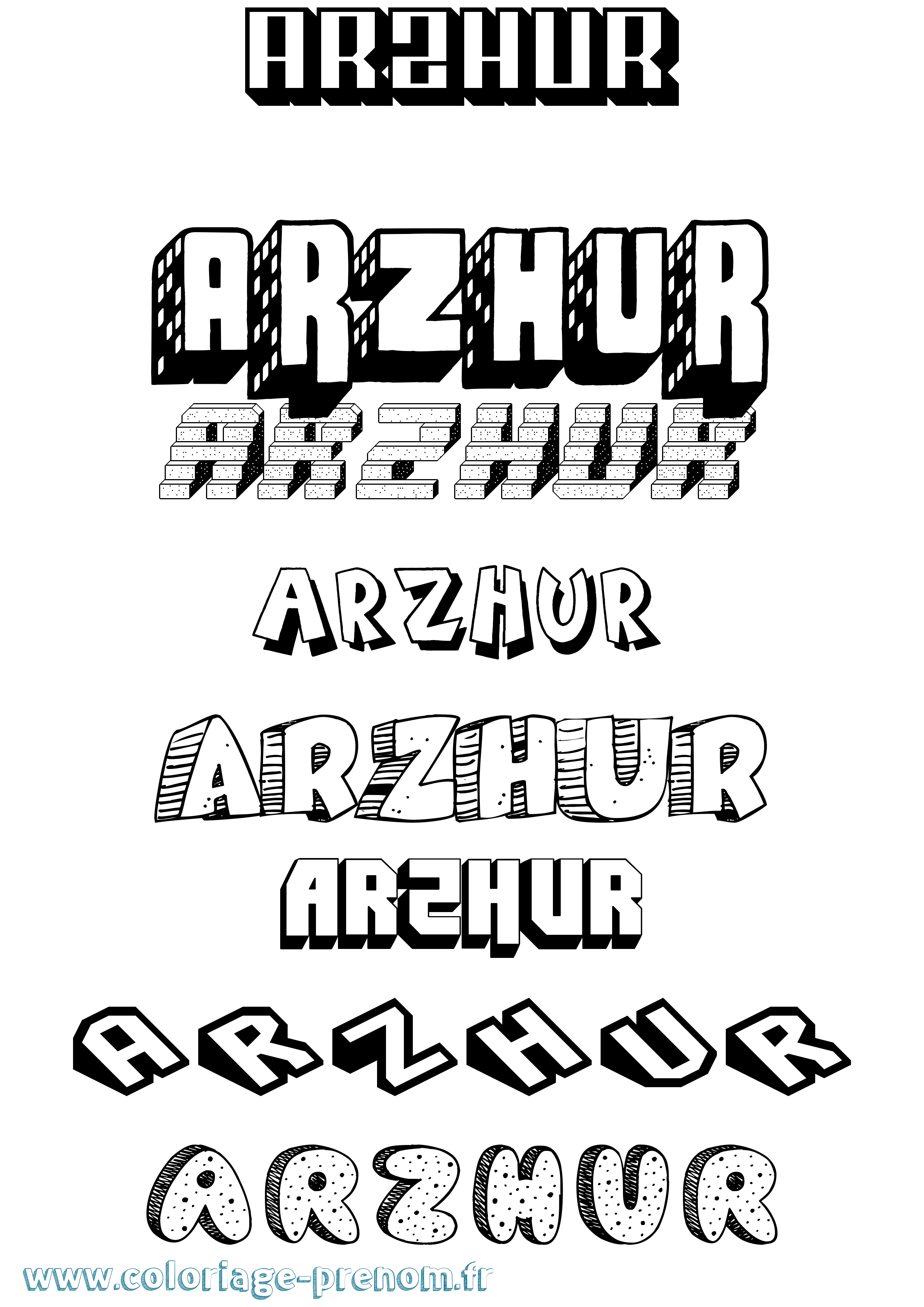 Coloriage Arzhur Effet 3D Coloriage prénom Arzhur Effet 3D