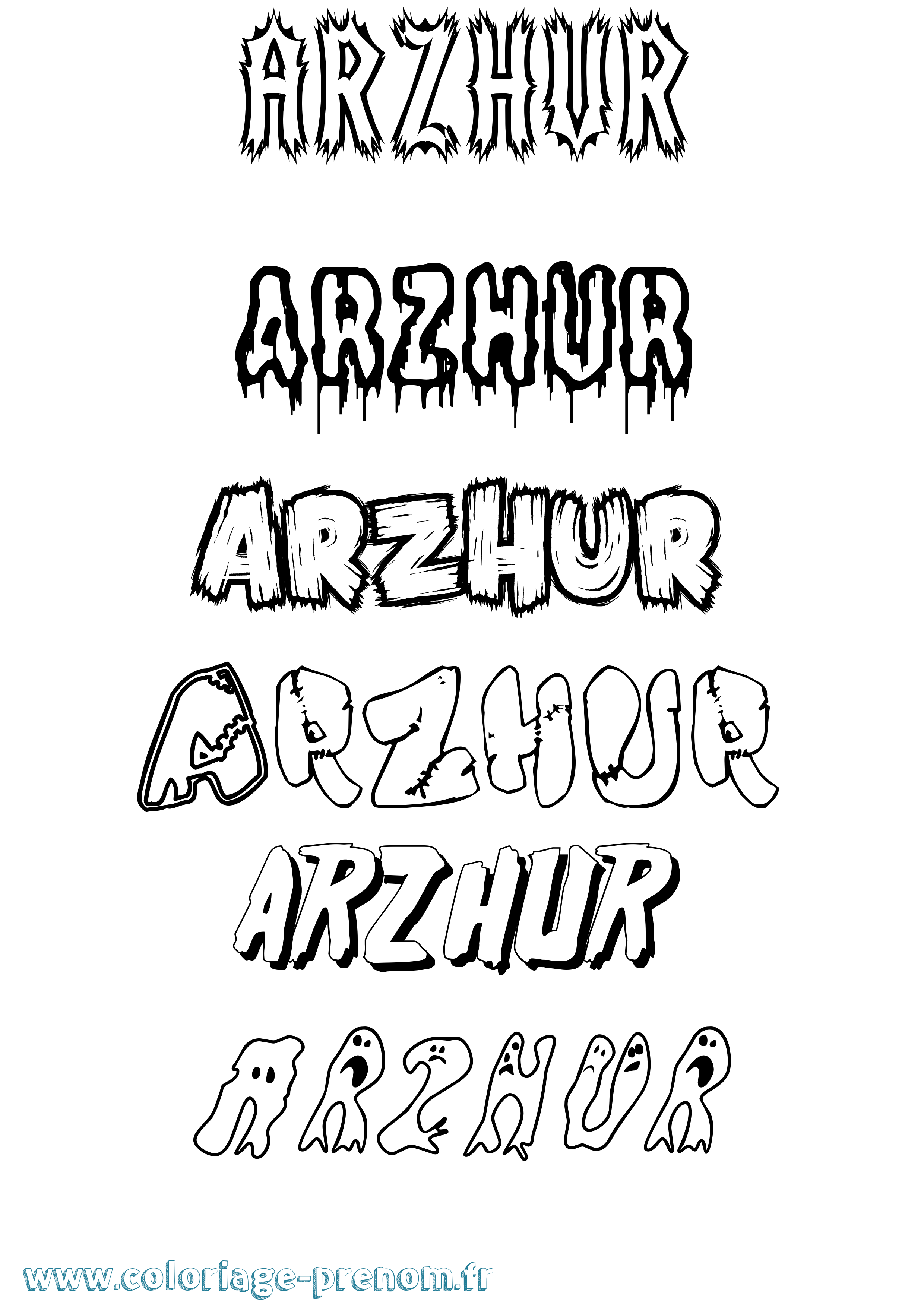 Coloriage Arzhur Frisson Coloriage prénom Arzhur Frisson