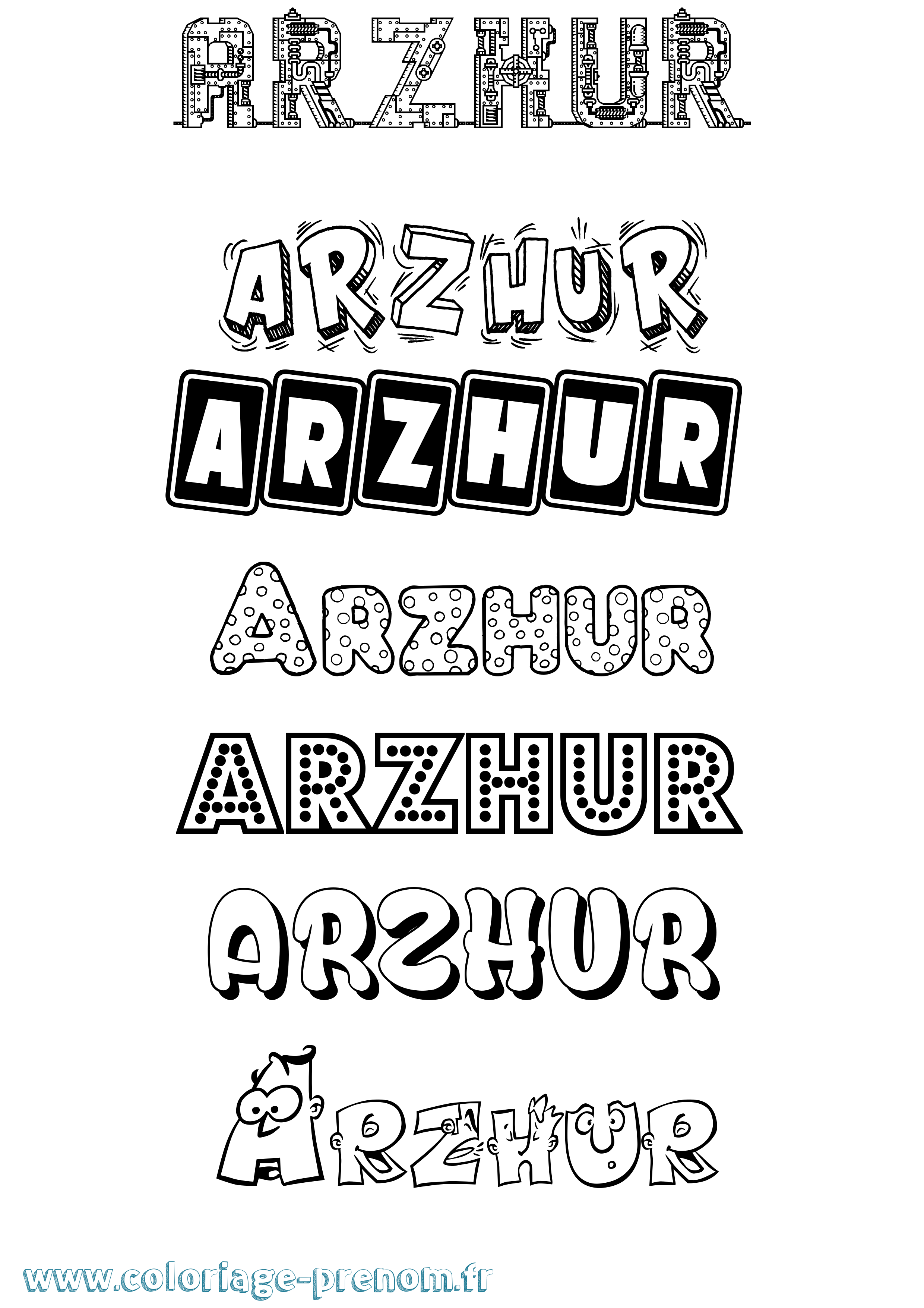 Coloriage Arzhur Fun Coloriage prénom Arzhur Fun