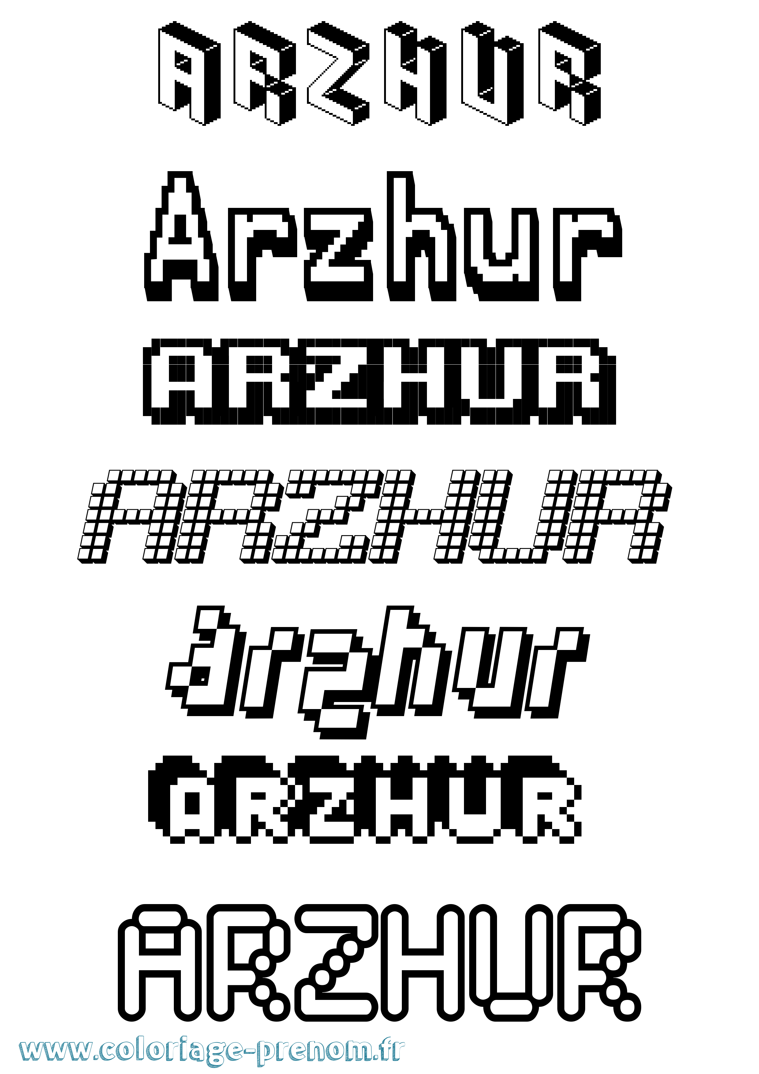 Coloriage Arzhur Pixel Coloriage prénom Arzhur Pixel