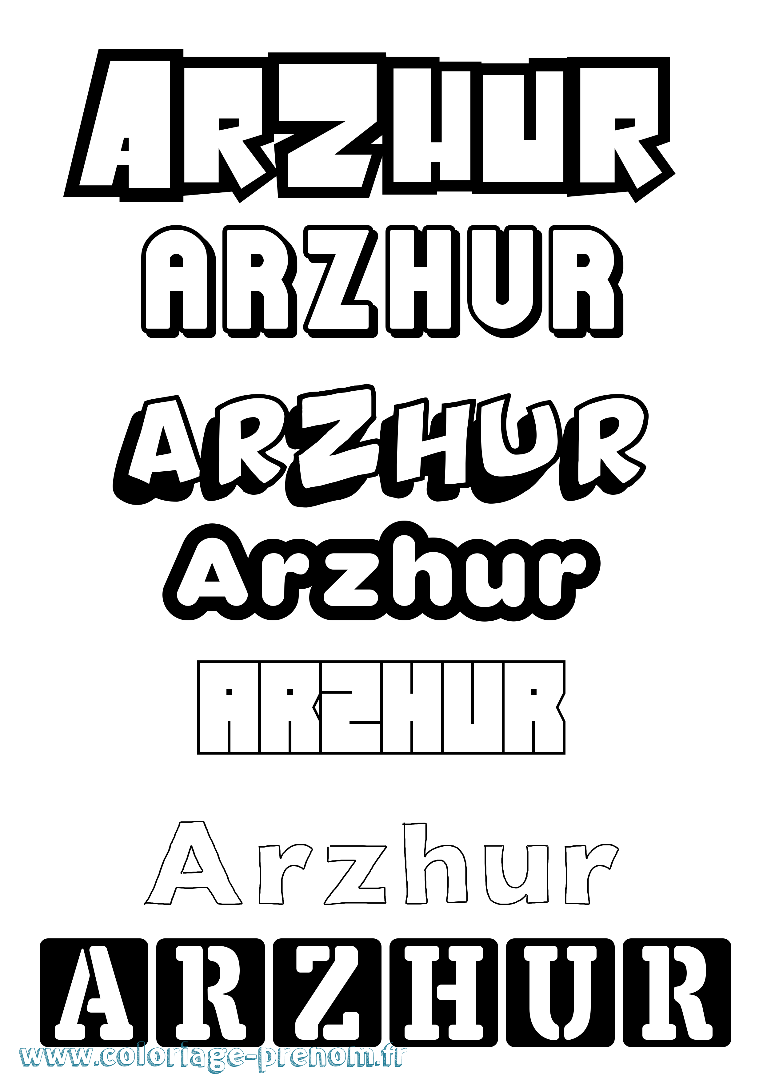 Coloriage Arzhur Simple Coloriage prénom Arzhur Simple
