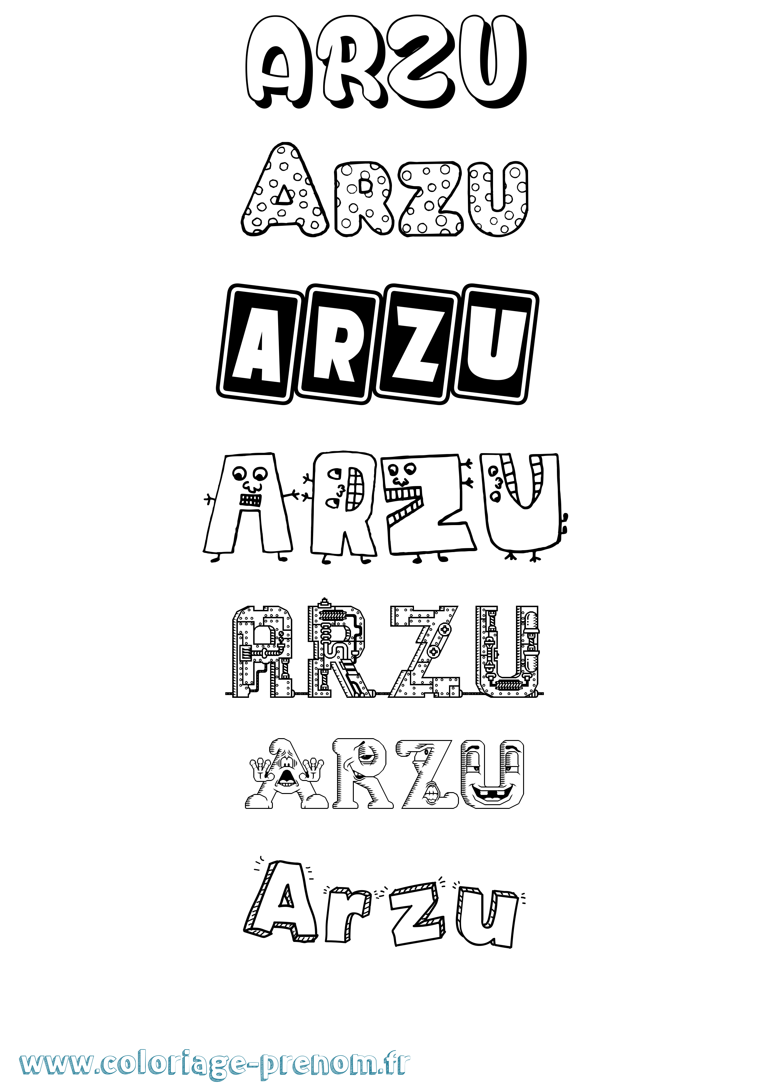 Coloriage Arzu Fun Coloriage prénom Arzu Fun