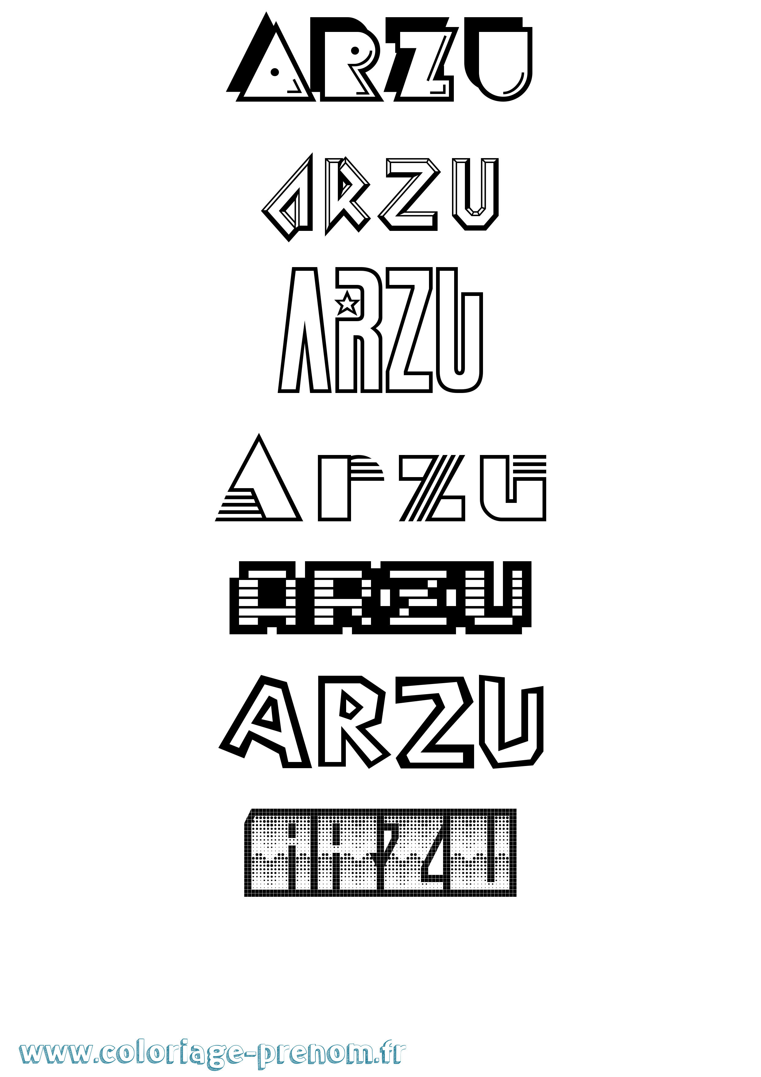 Coloriage Arzu Jeux Vidéos Coloriage prénom Arzu Jeux Vidéos
