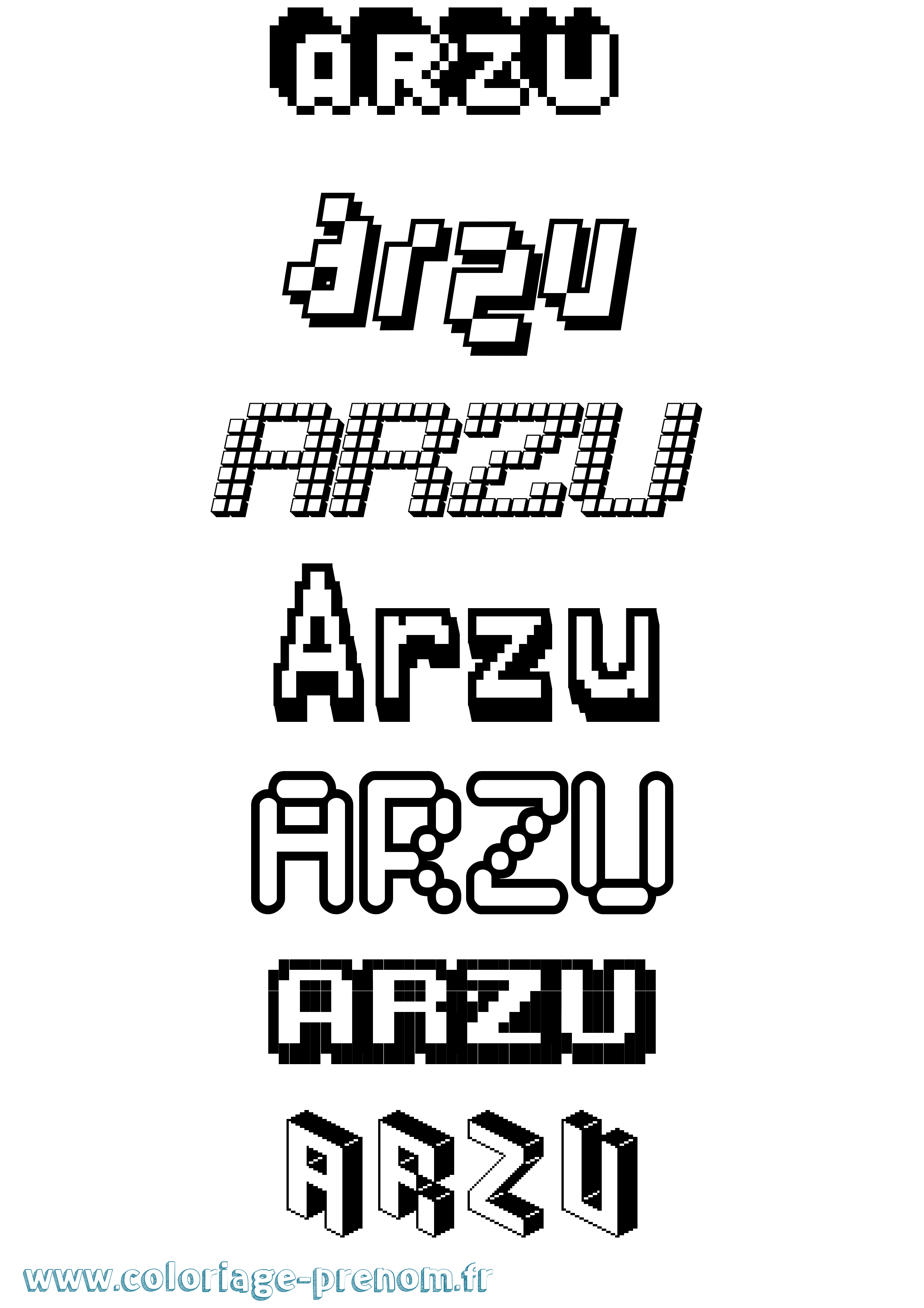 Coloriage Arzu Pixel Coloriage prénom Arzu Pixel