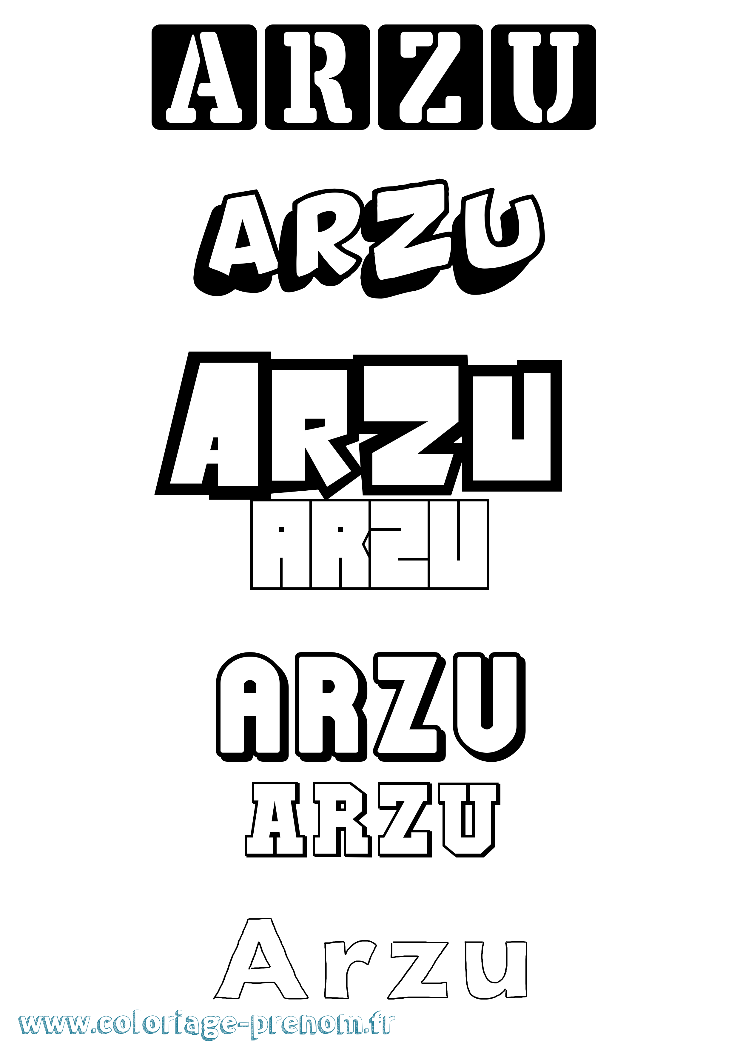 Coloriage Arzu Simple Coloriage prénom Arzu Simple