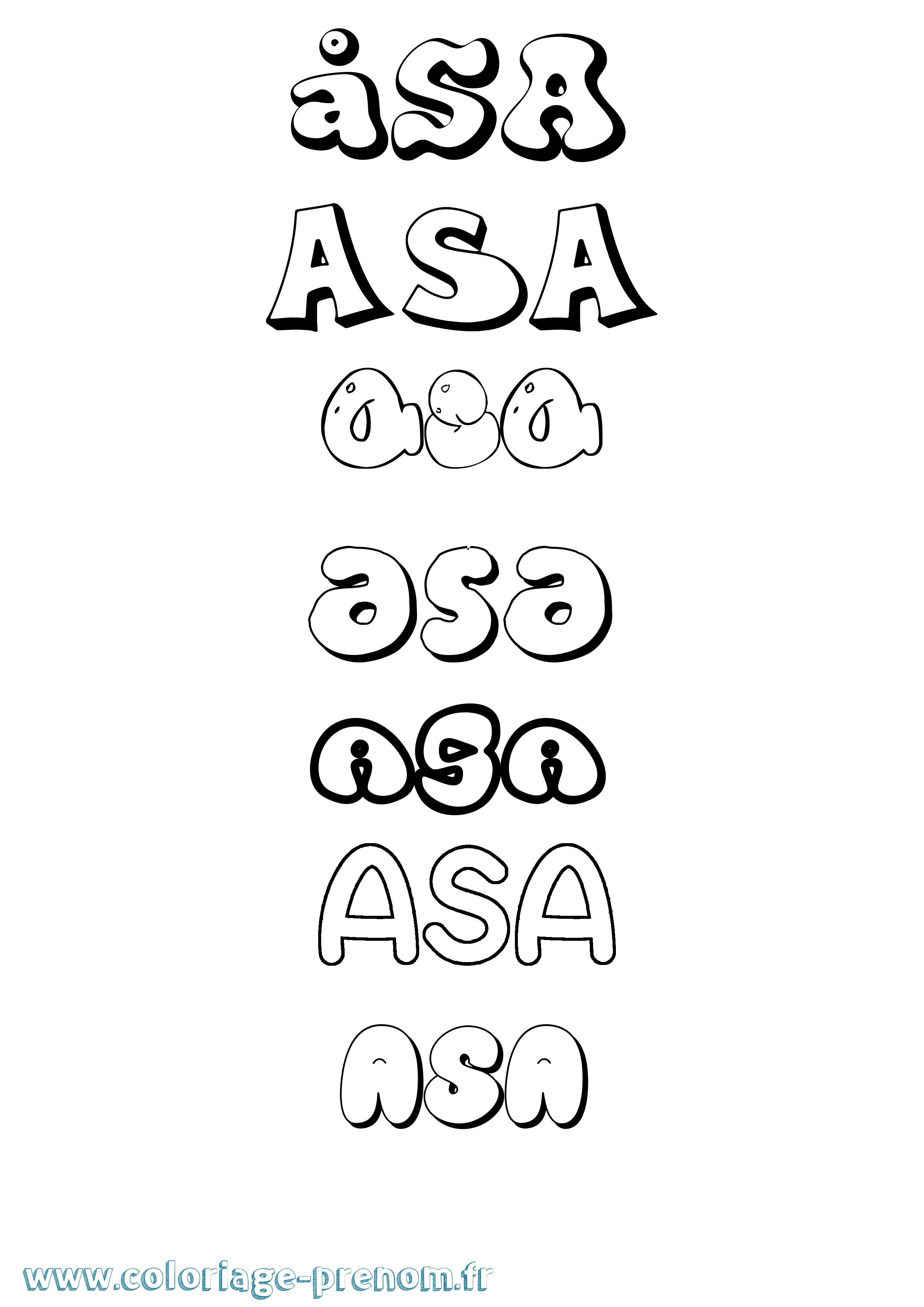Coloriage Åsa Bubble Coloriage prénom Åsa Bubble
