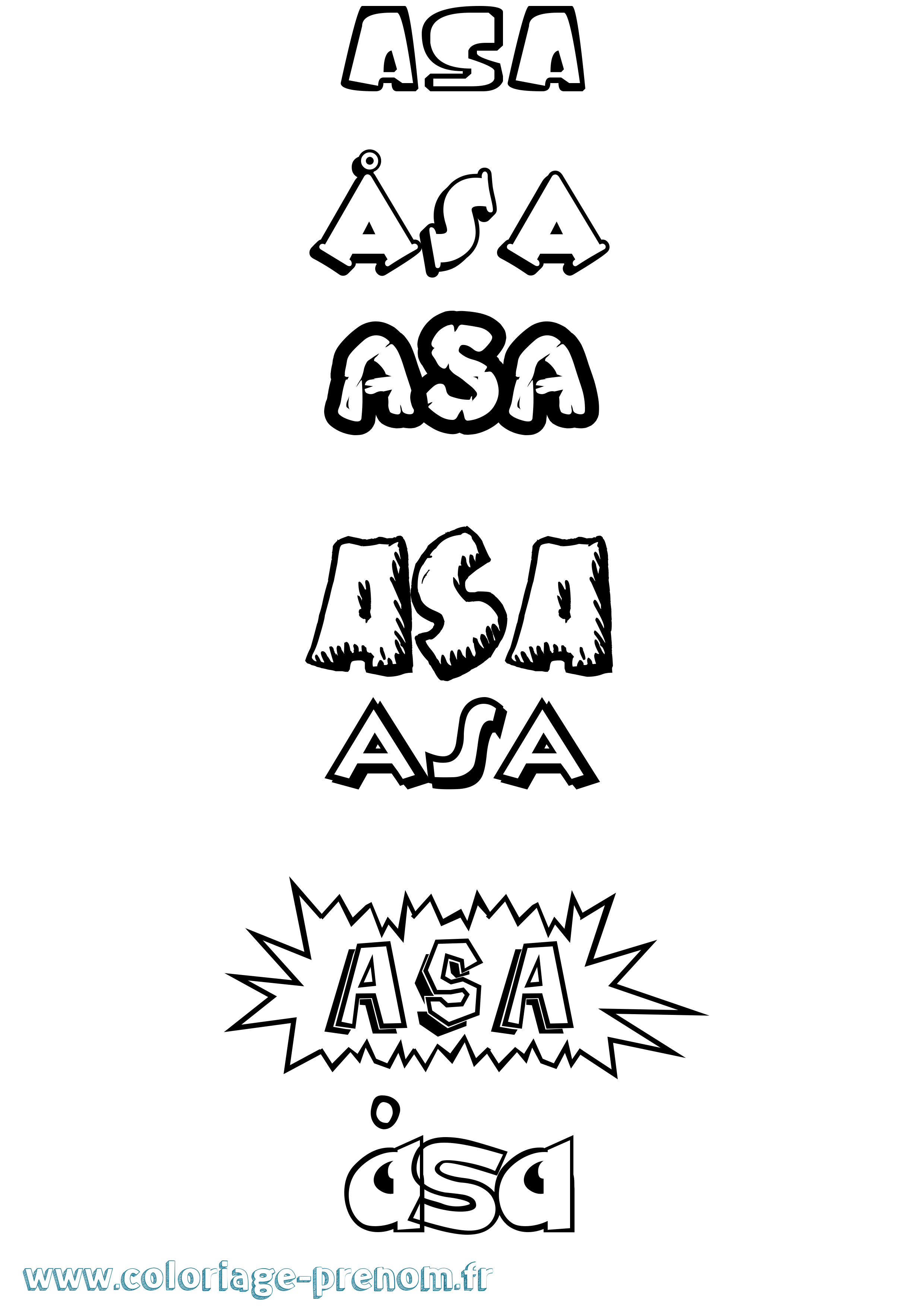 Coloriage Åsa Dessin Animé Coloriage prénom Åsa Dessin Animé