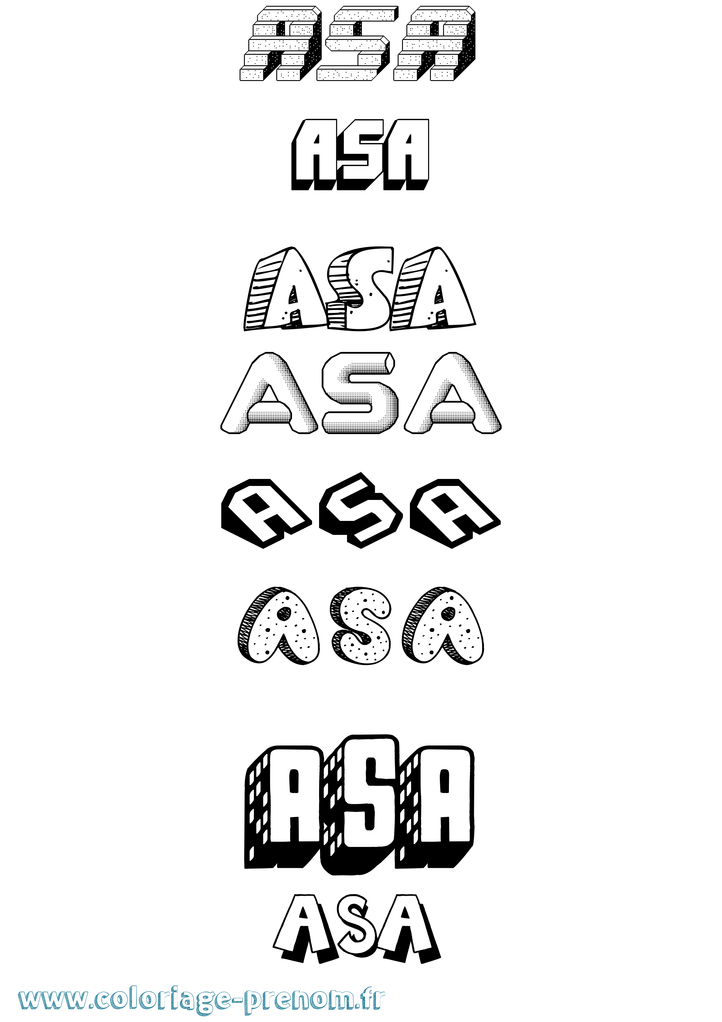 Coloriage Åsa Effet 3D Coloriage prénom Åsa Effet 3D