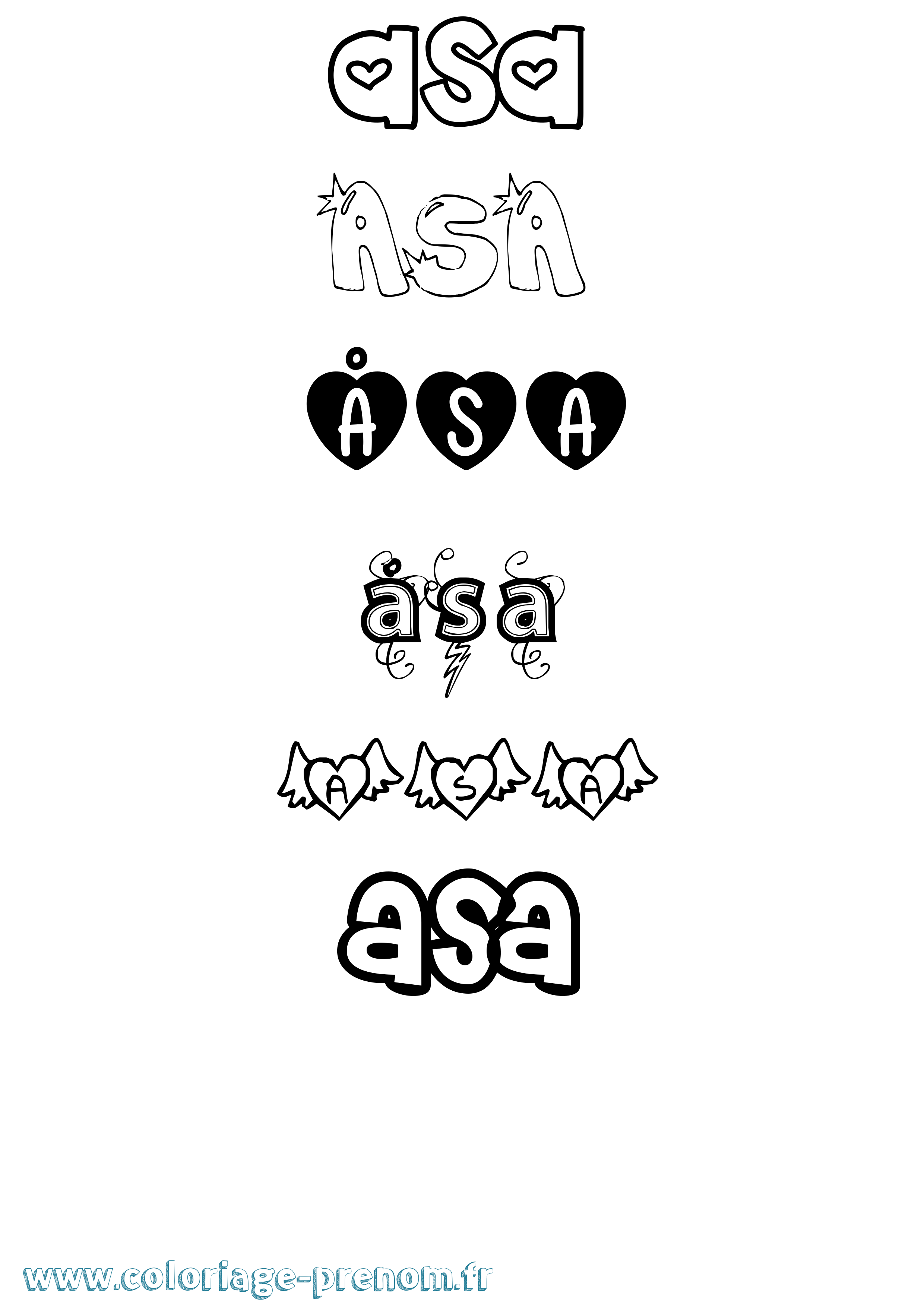 Coloriage Åsa Girly Coloriage prénom Åsa Girly