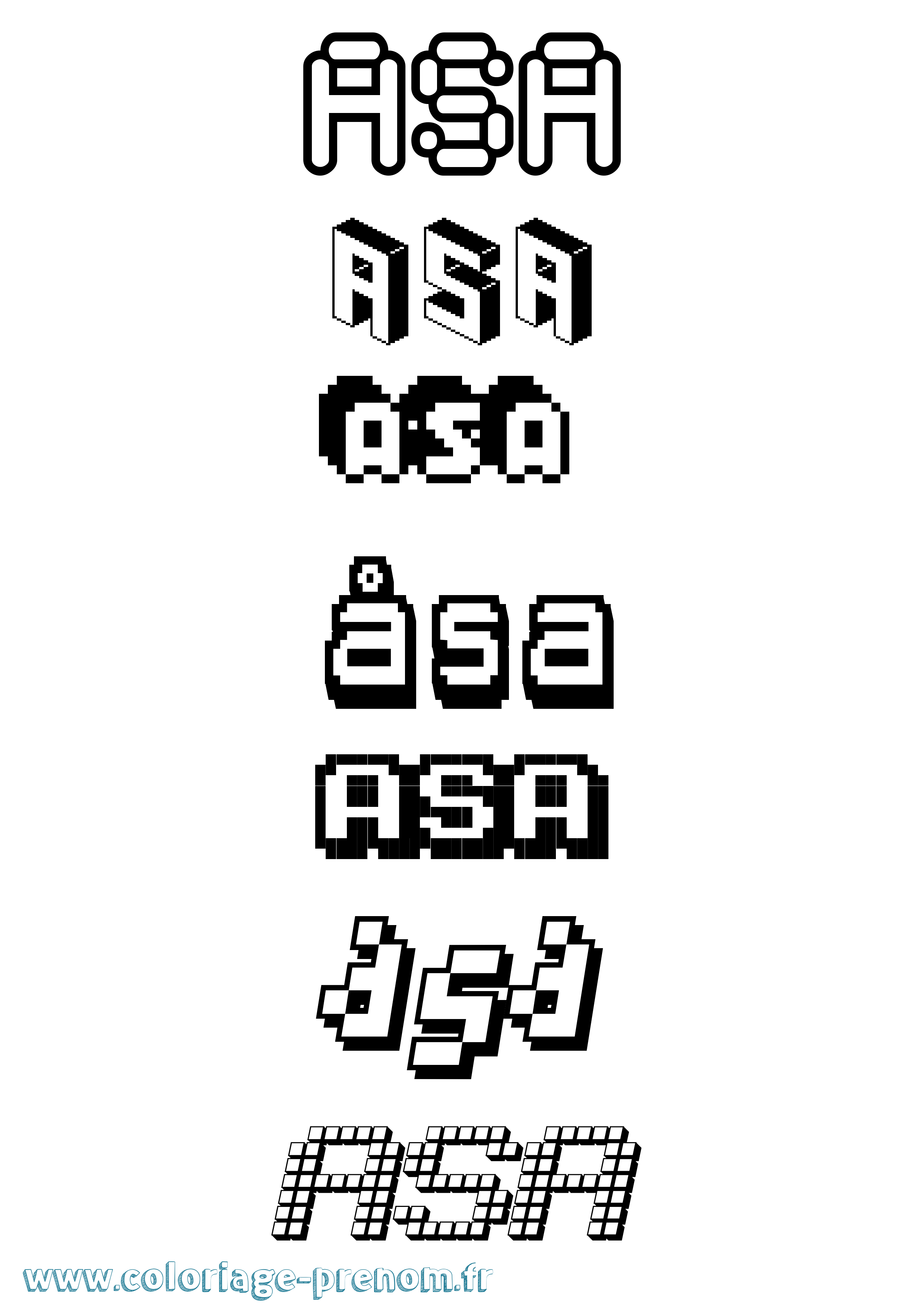 Coloriage Åsa Pixel Coloriage prénom Åsa Pixel