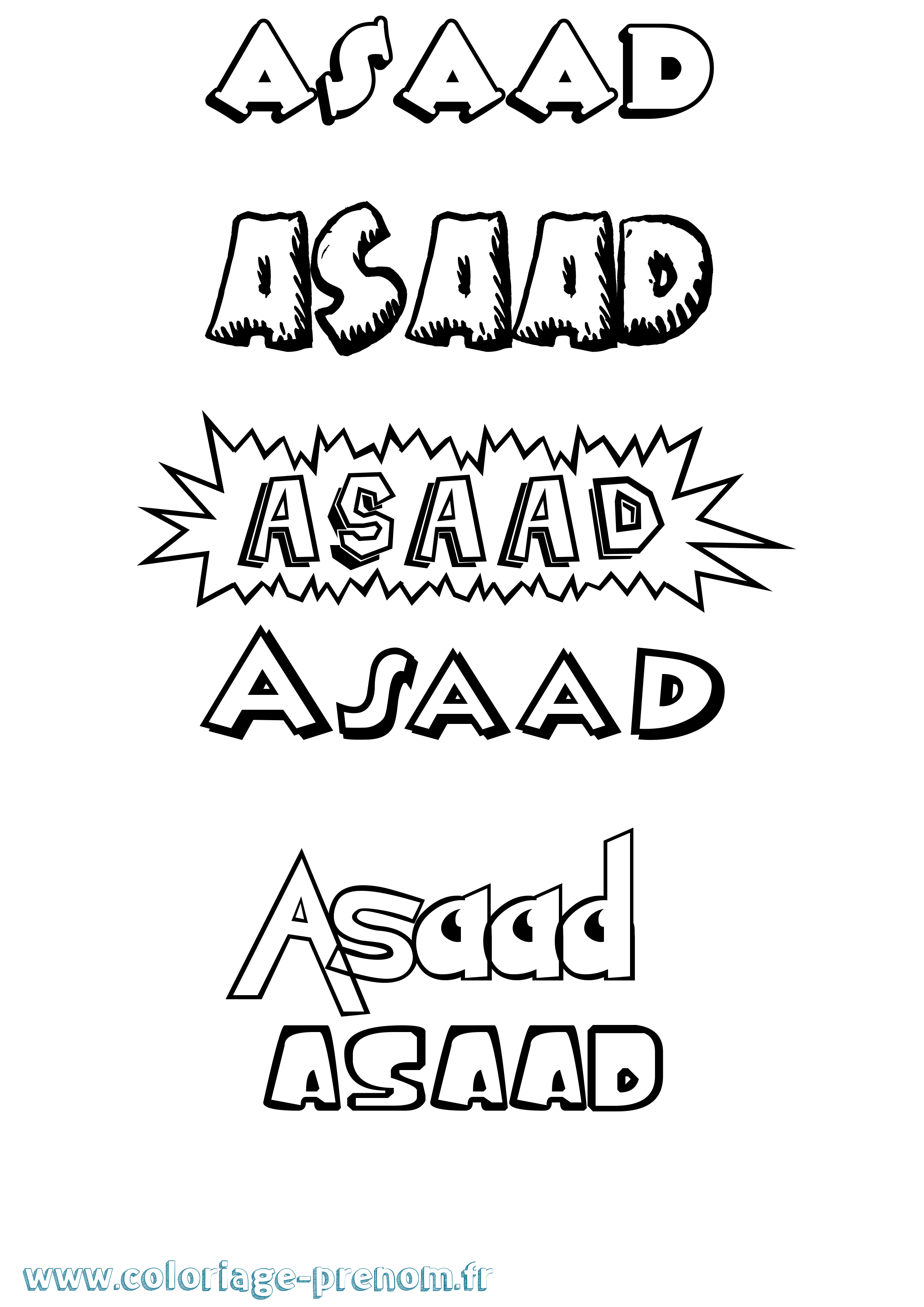 Coloriage Asaad Dessin Animé Coloriage prénom Asaad Dessin Animé