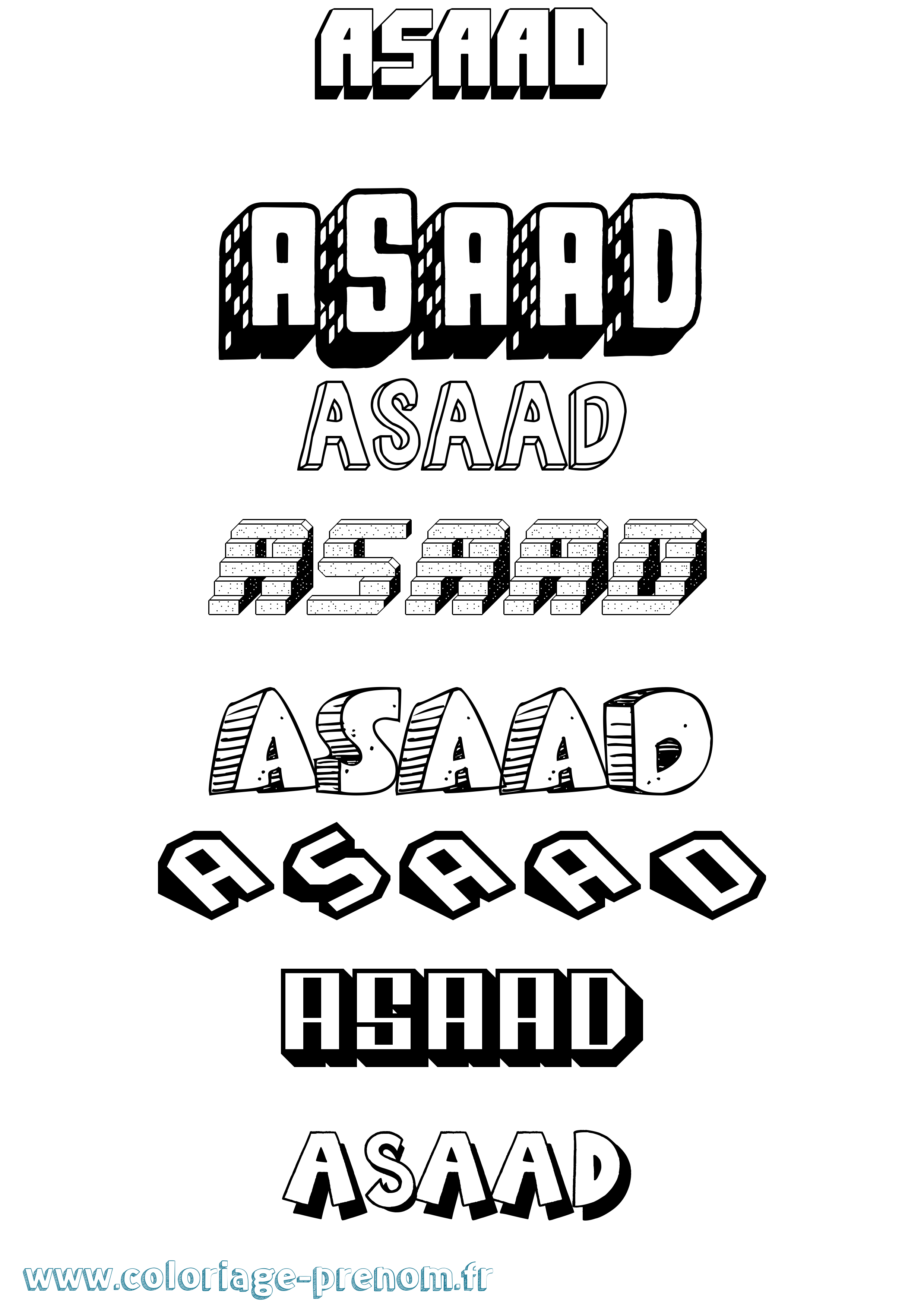 Coloriage Asaad Effet 3D Coloriage prénom Asaad Effet 3D