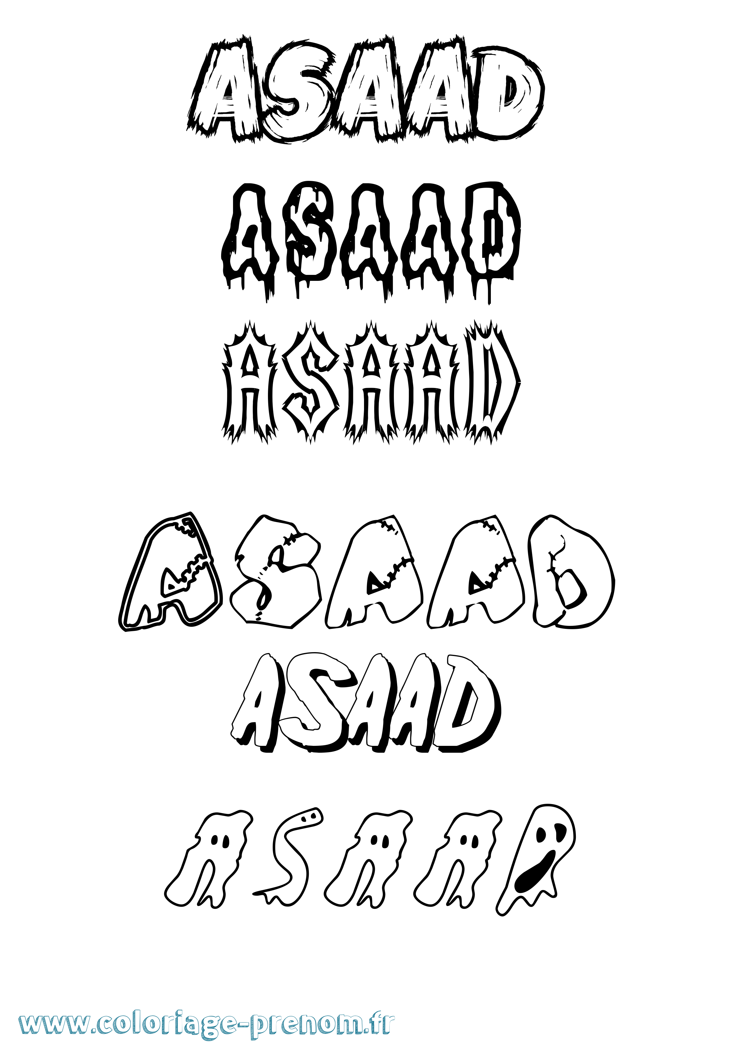 Coloriage Asaad Frisson Coloriage prénom Asaad Frisson