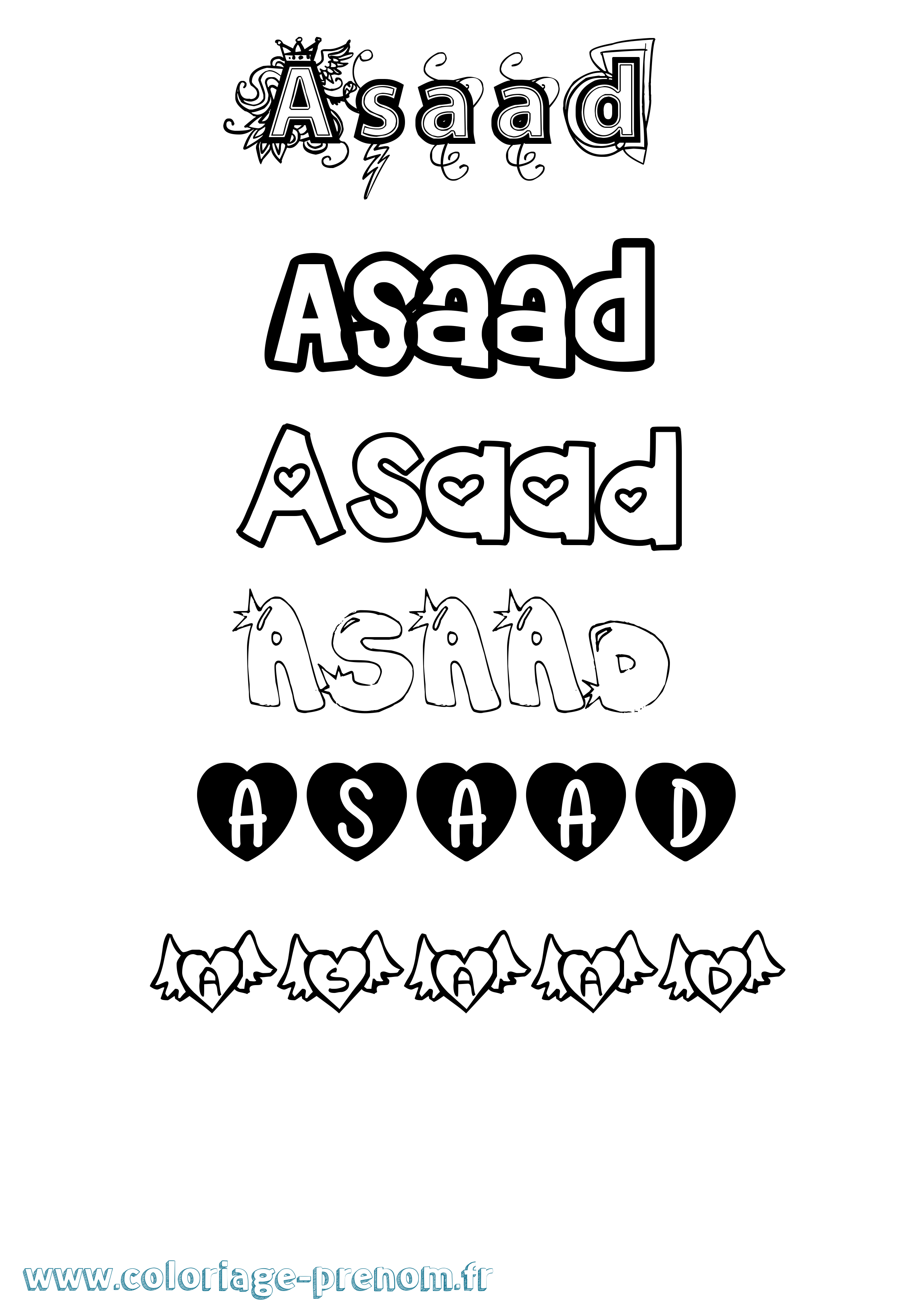 Coloriage Asaad Girly Coloriage prénom Asaad Girly
