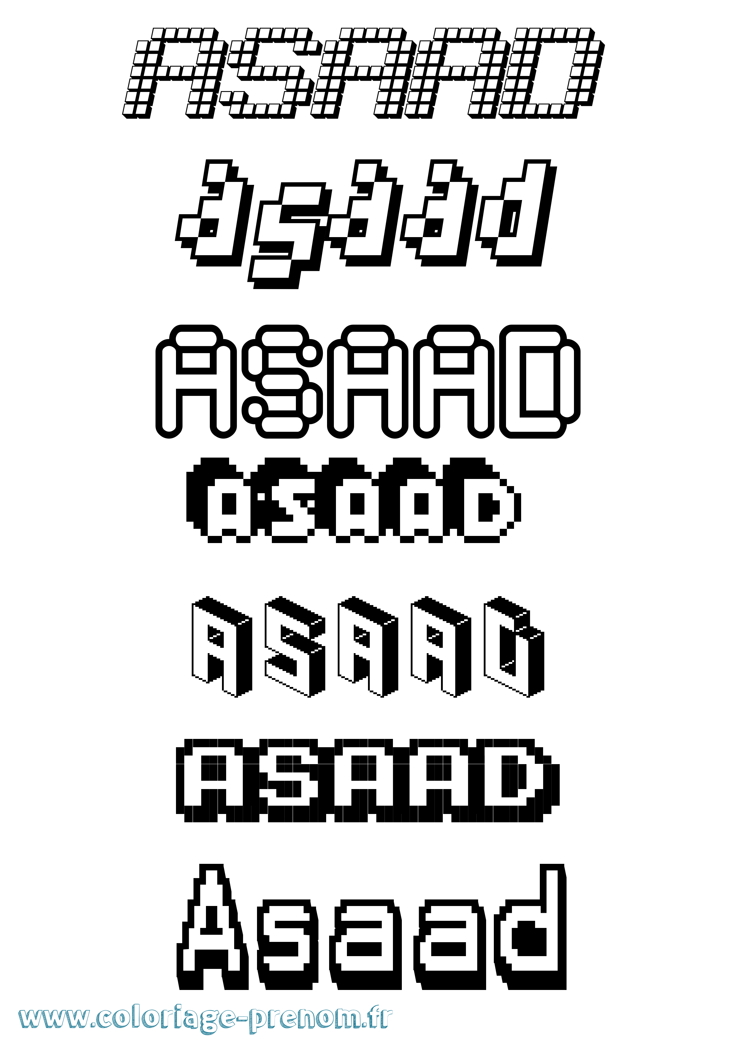 Coloriage Asaad Pixel Coloriage prénom Asaad Pixel