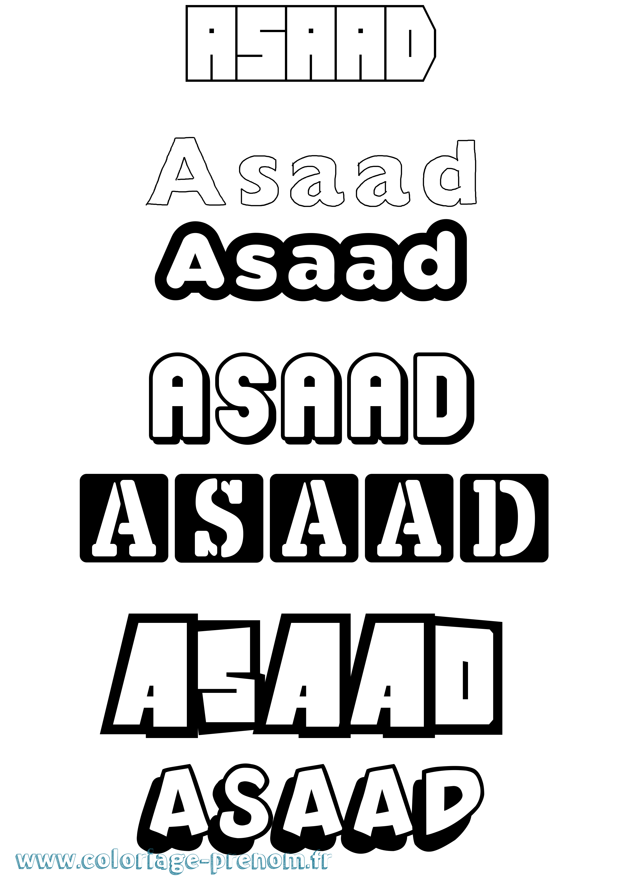 Coloriage Asaad Simple Coloriage prénom Asaad Simple