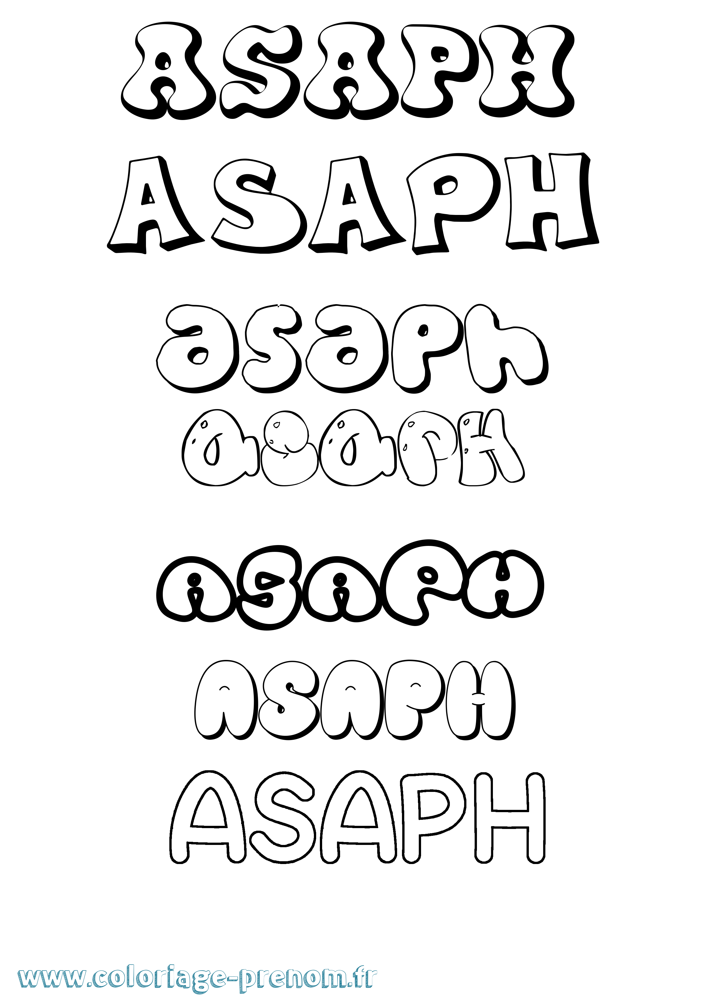 Coloriage Asaph Bubble Coloriage prénom Asaph Bubble