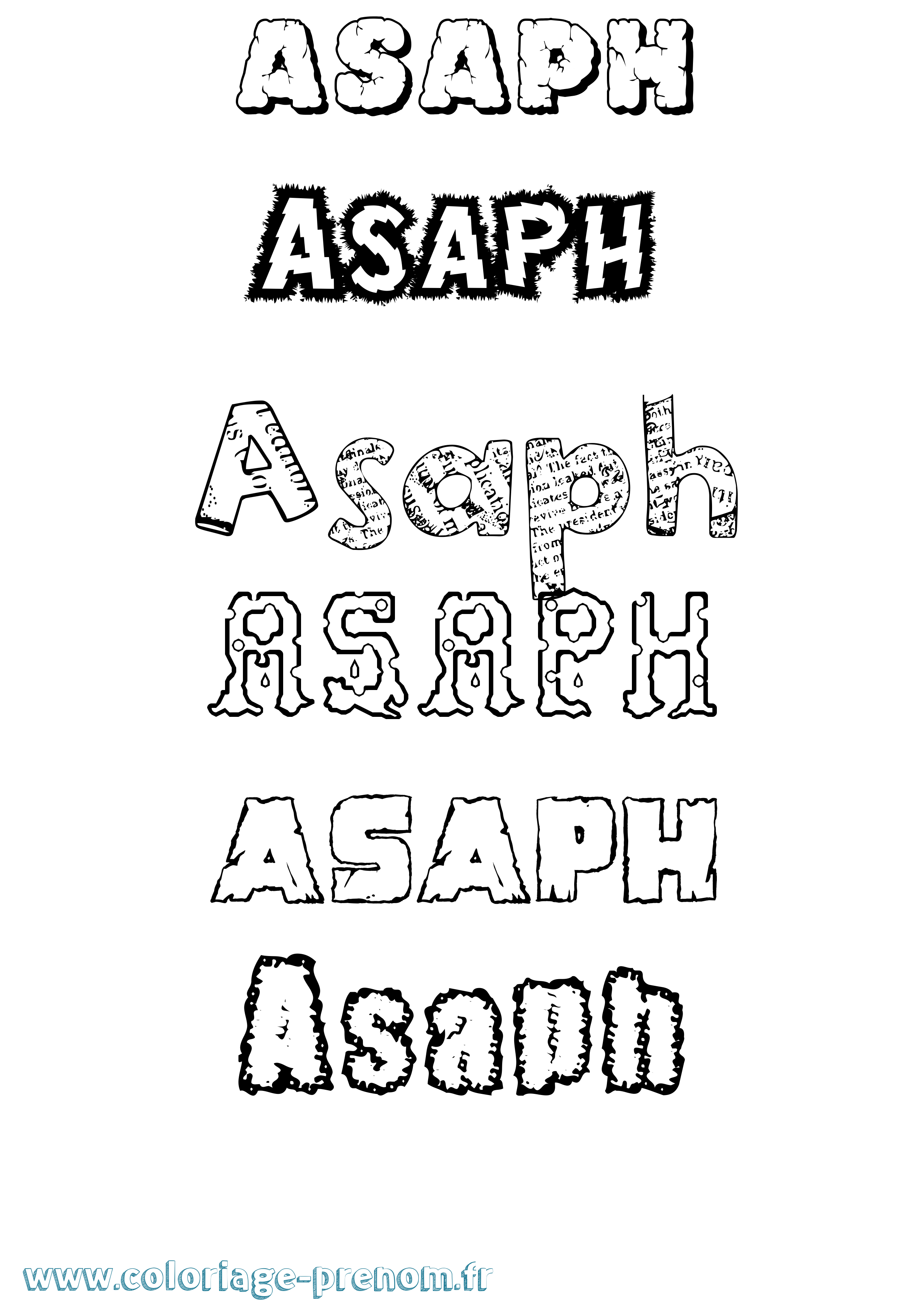 Coloriage Asaph Destructuré Coloriage prénom Asaph Destructuré