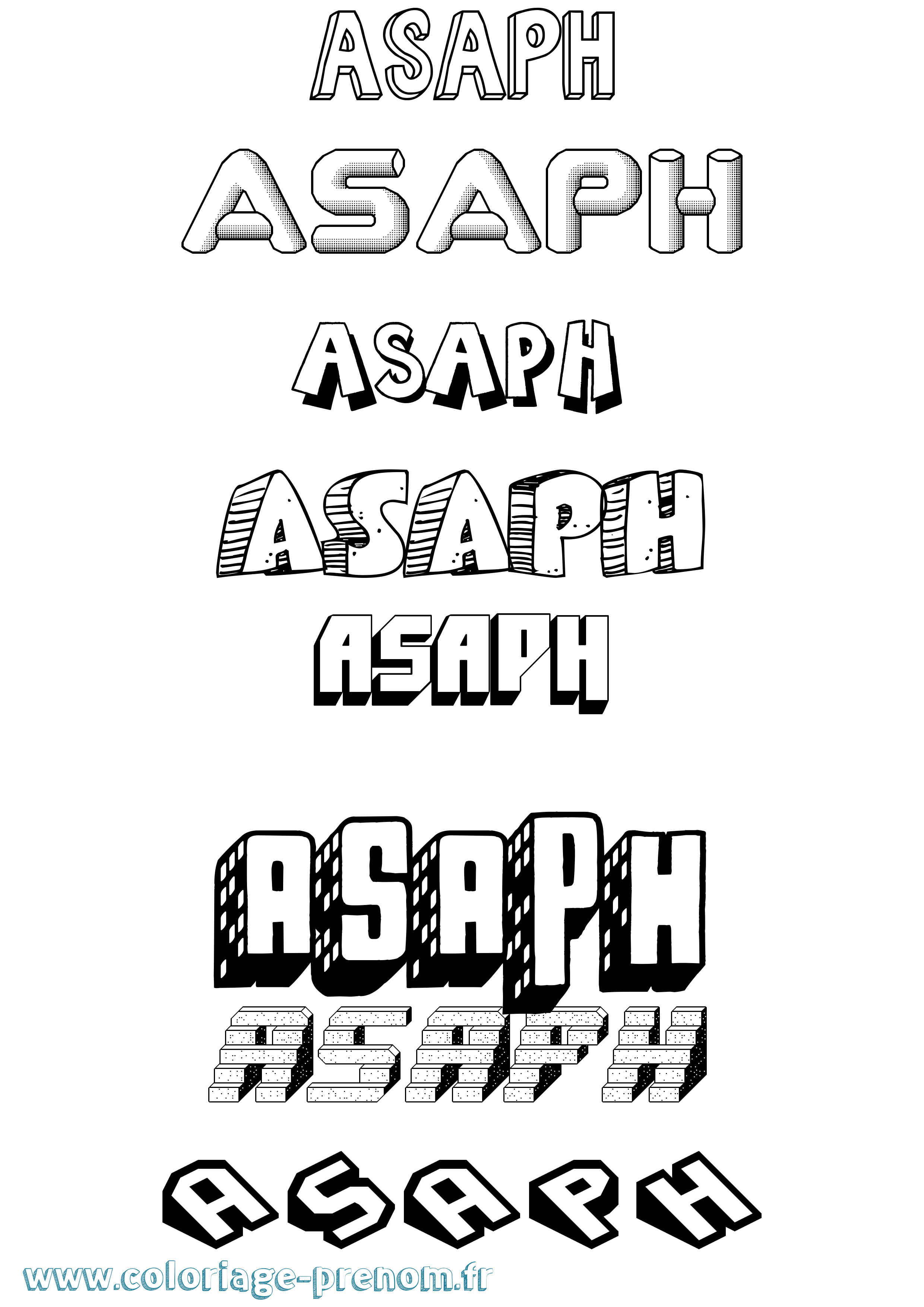 Coloriage Asaph Effet 3D Coloriage prénom Asaph Effet 3D