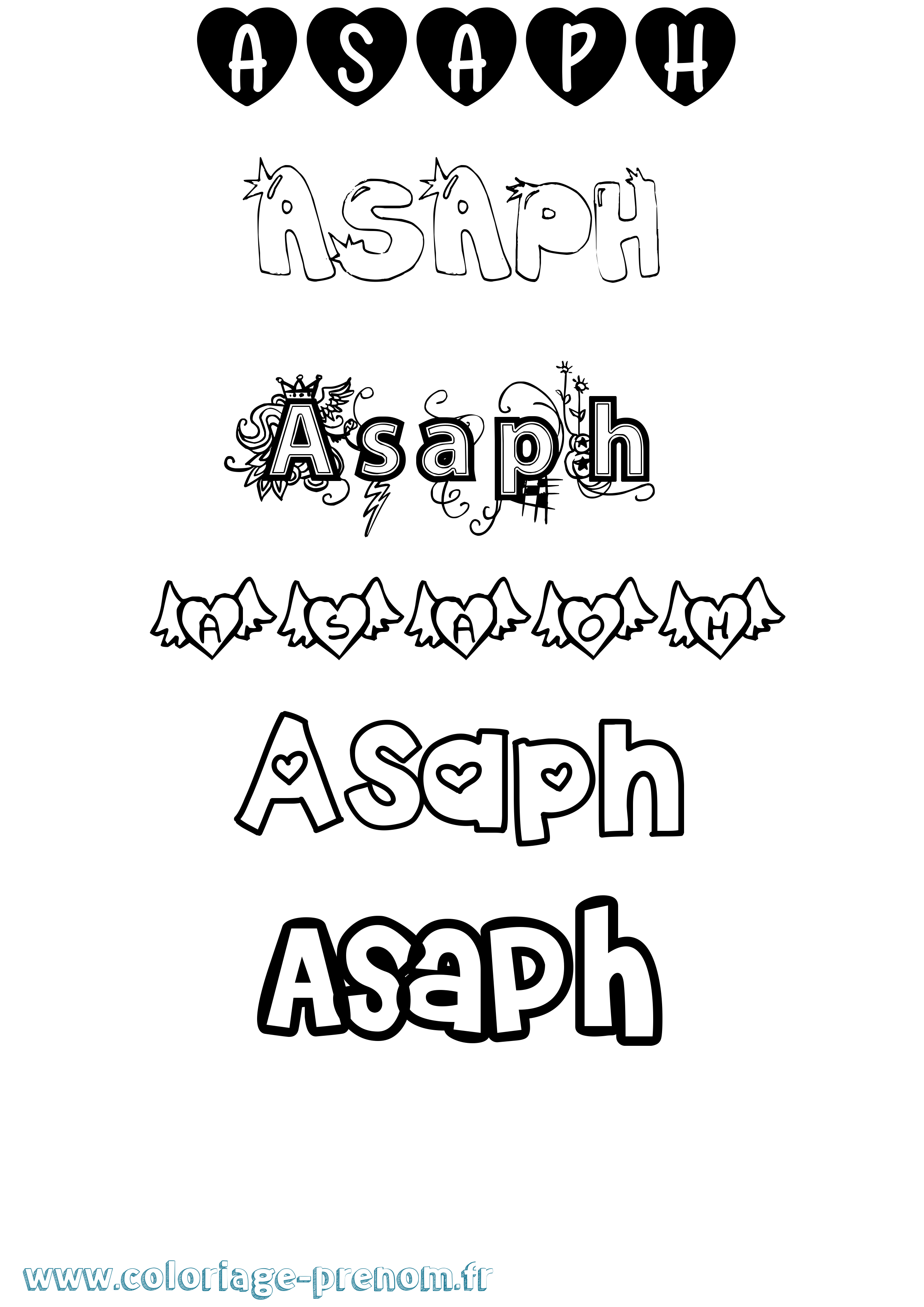 Coloriage Asaph Girly Coloriage prénom Asaph Girly