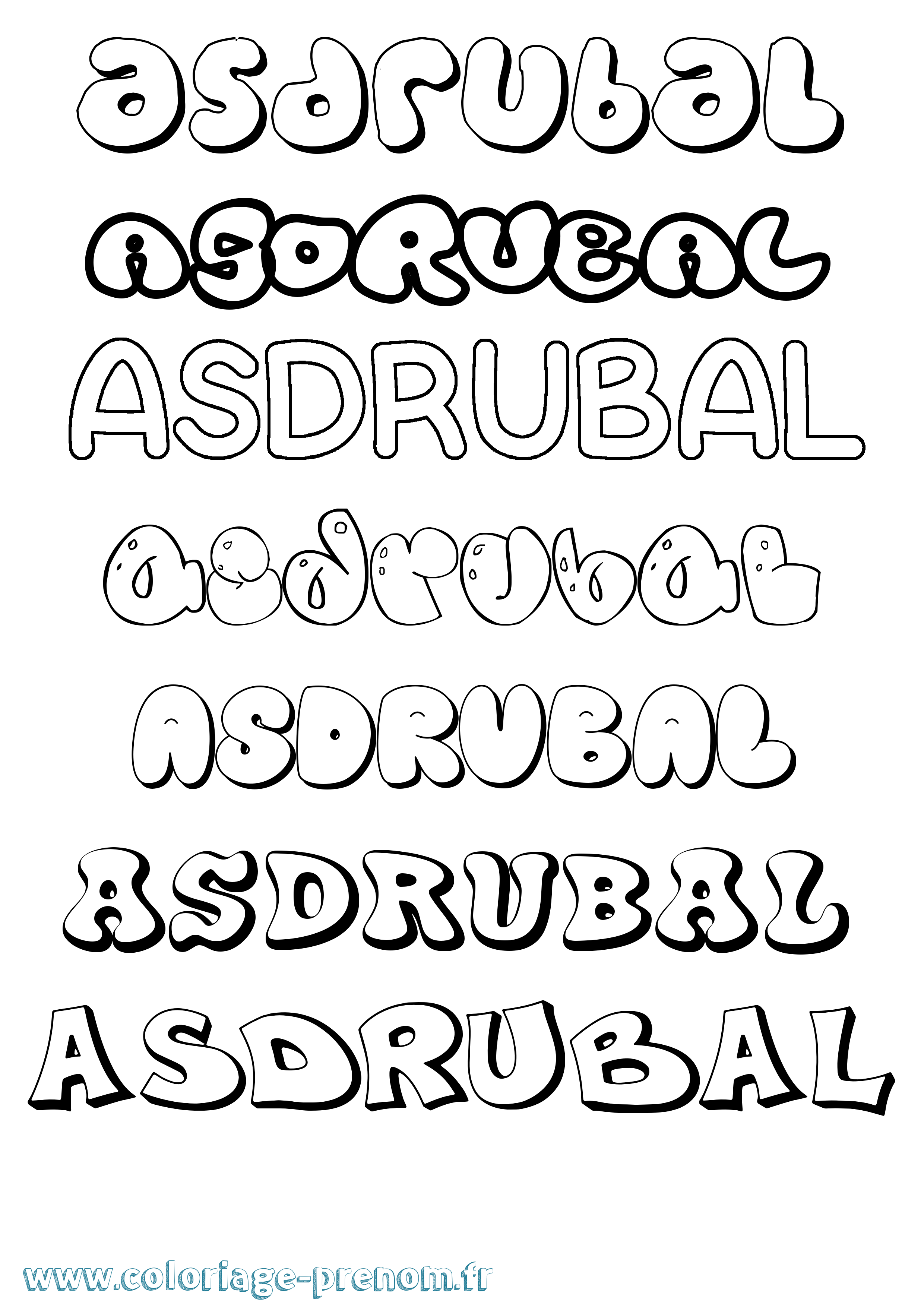 Coloriage Asdrubal Bubble Coloriage prénom Asdrubal Bubble