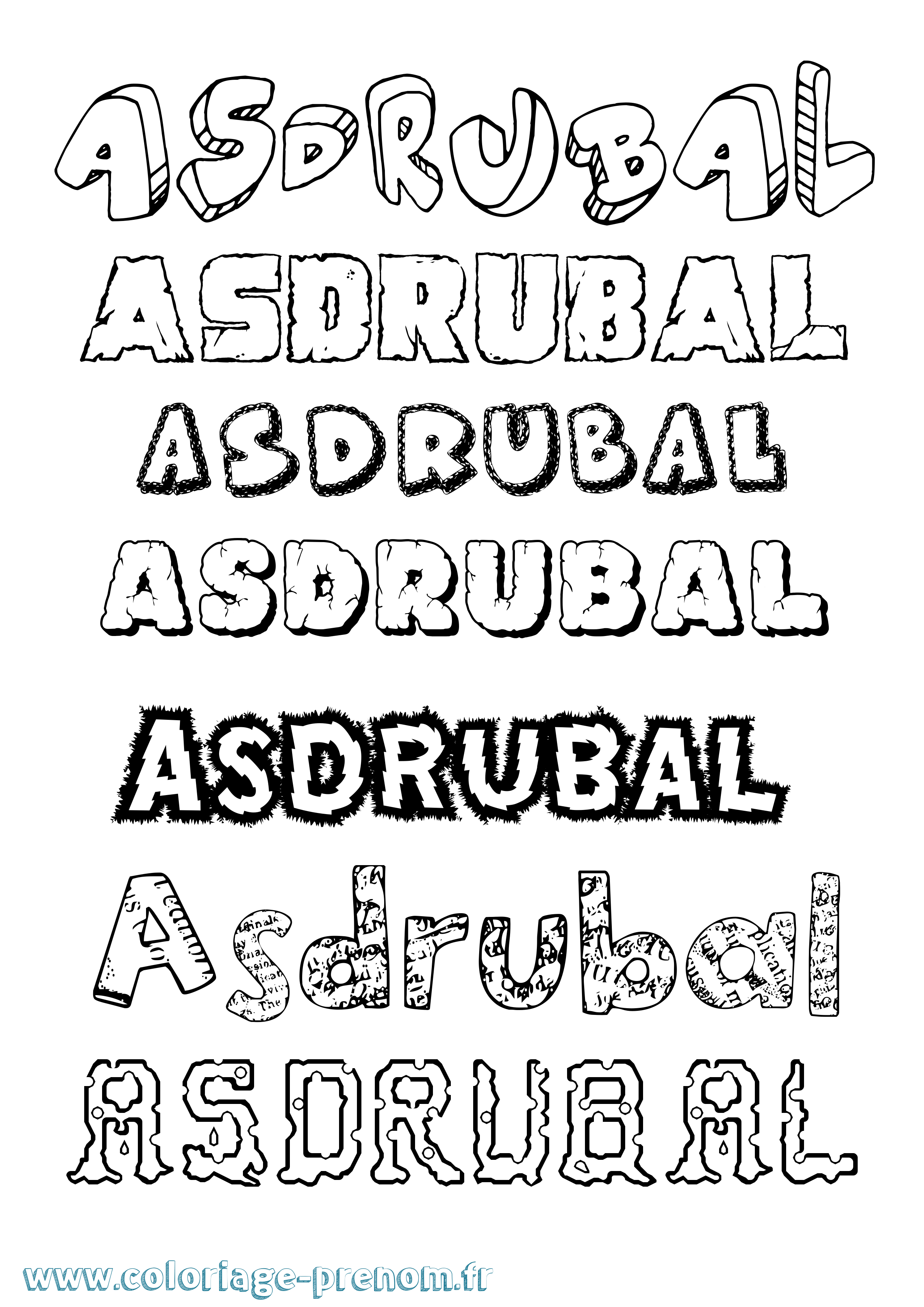 Coloriage Asdrubal Destructuré Coloriage prénom Asdrubal Destructuré