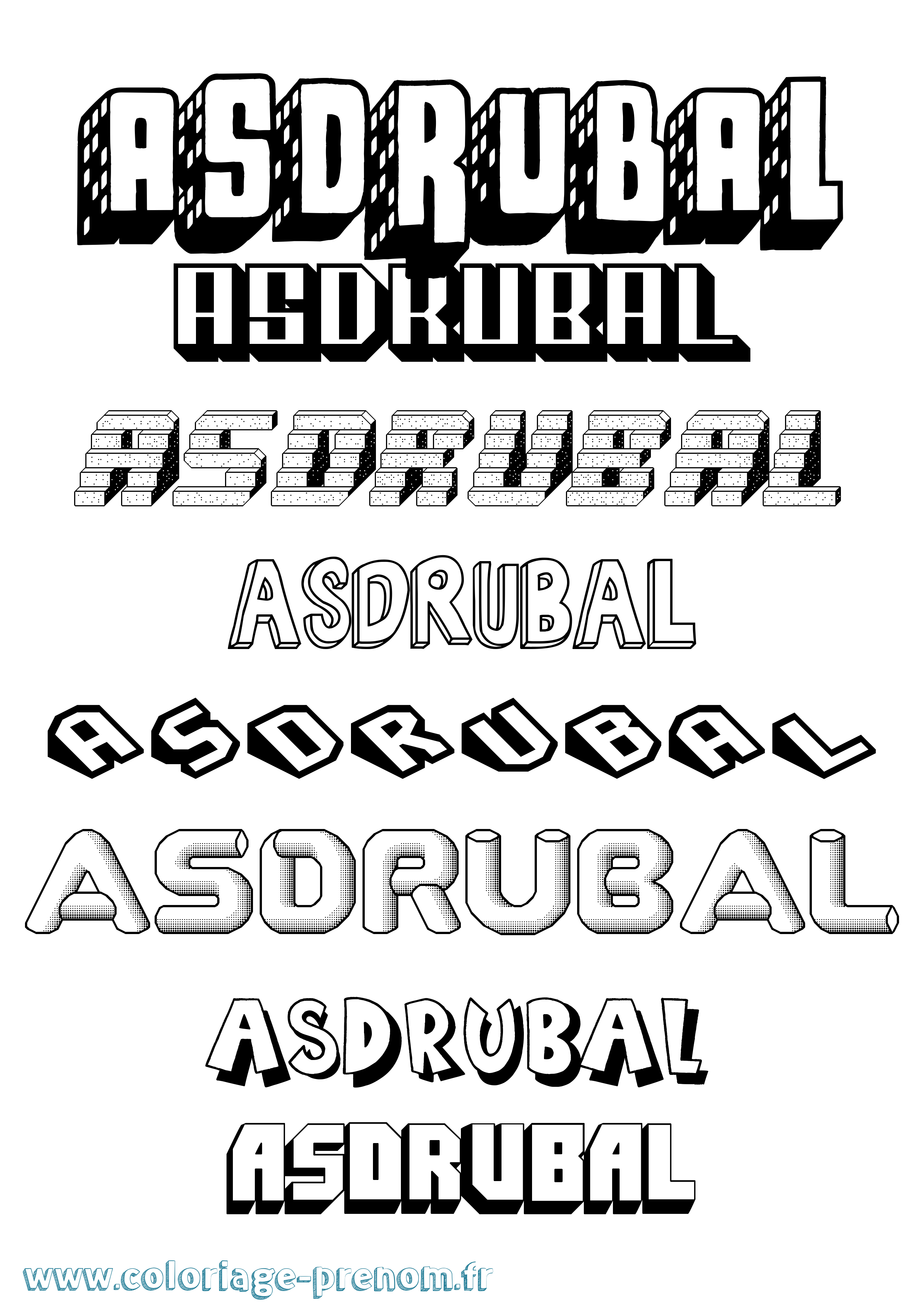 Coloriage Asdrubal Effet 3D Coloriage prénom Asdrubal Effet 3D