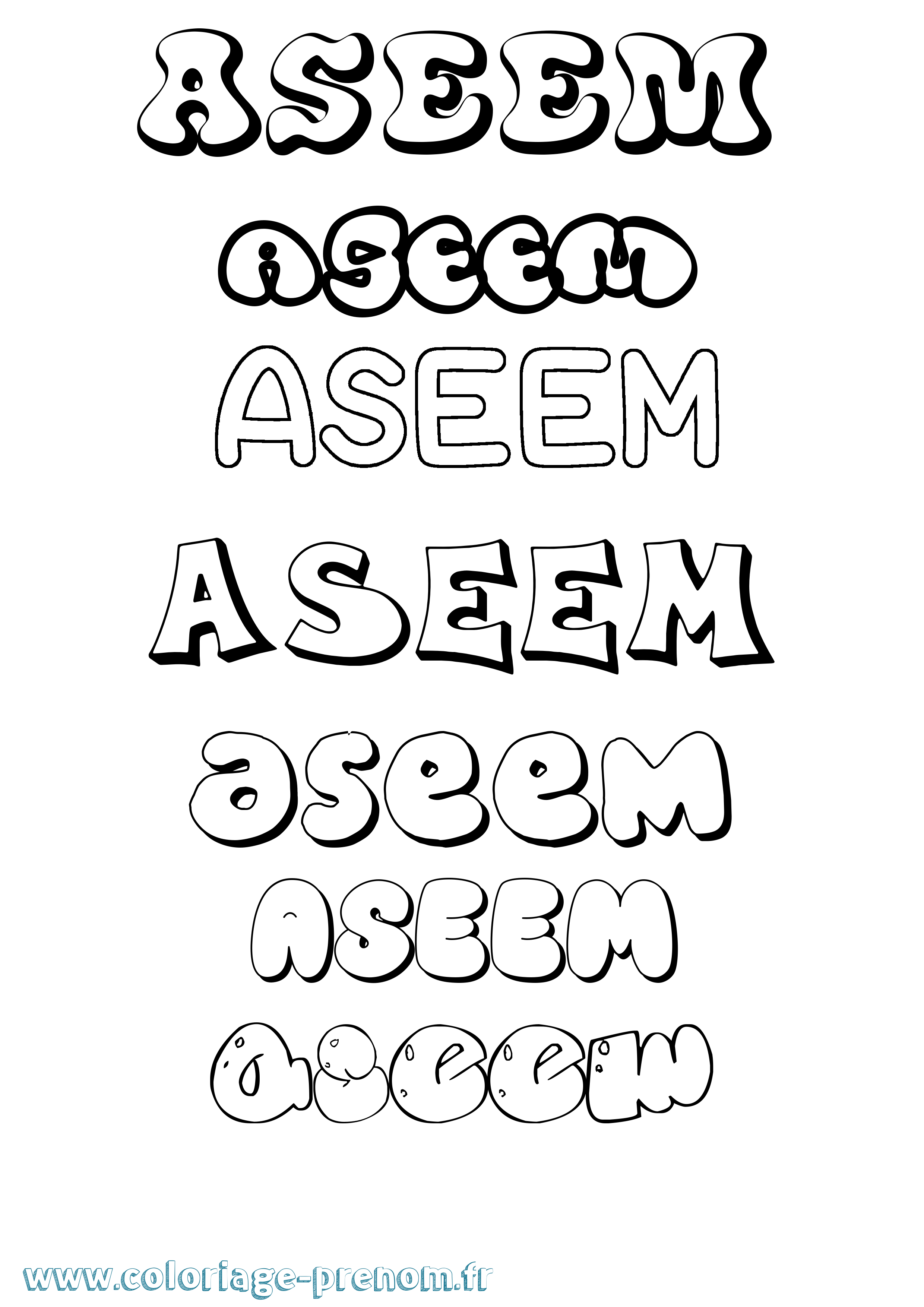 Coloriage Aseem Bubble Coloriage prénom Aseem Bubble