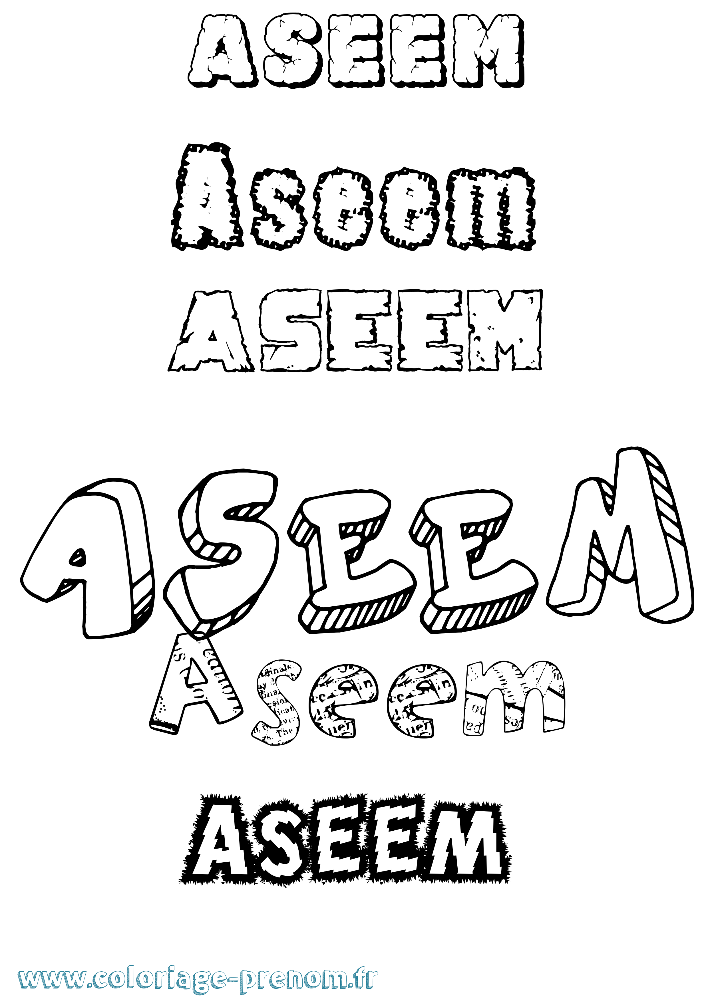 Coloriage Aseem Destructuré Coloriage prénom Aseem Destructuré