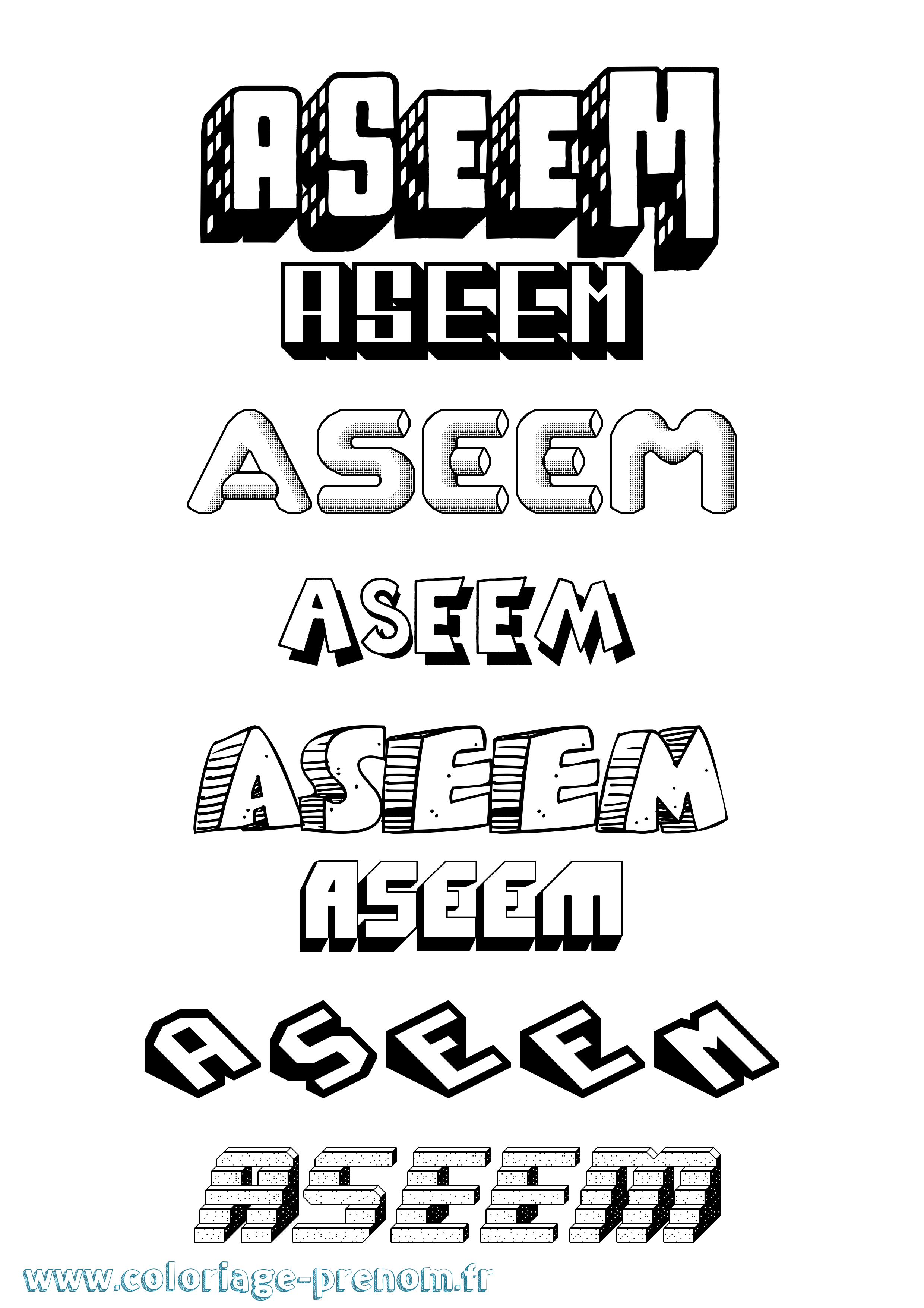 Coloriage Aseem Effet 3D Coloriage prénom Aseem Effet 3D