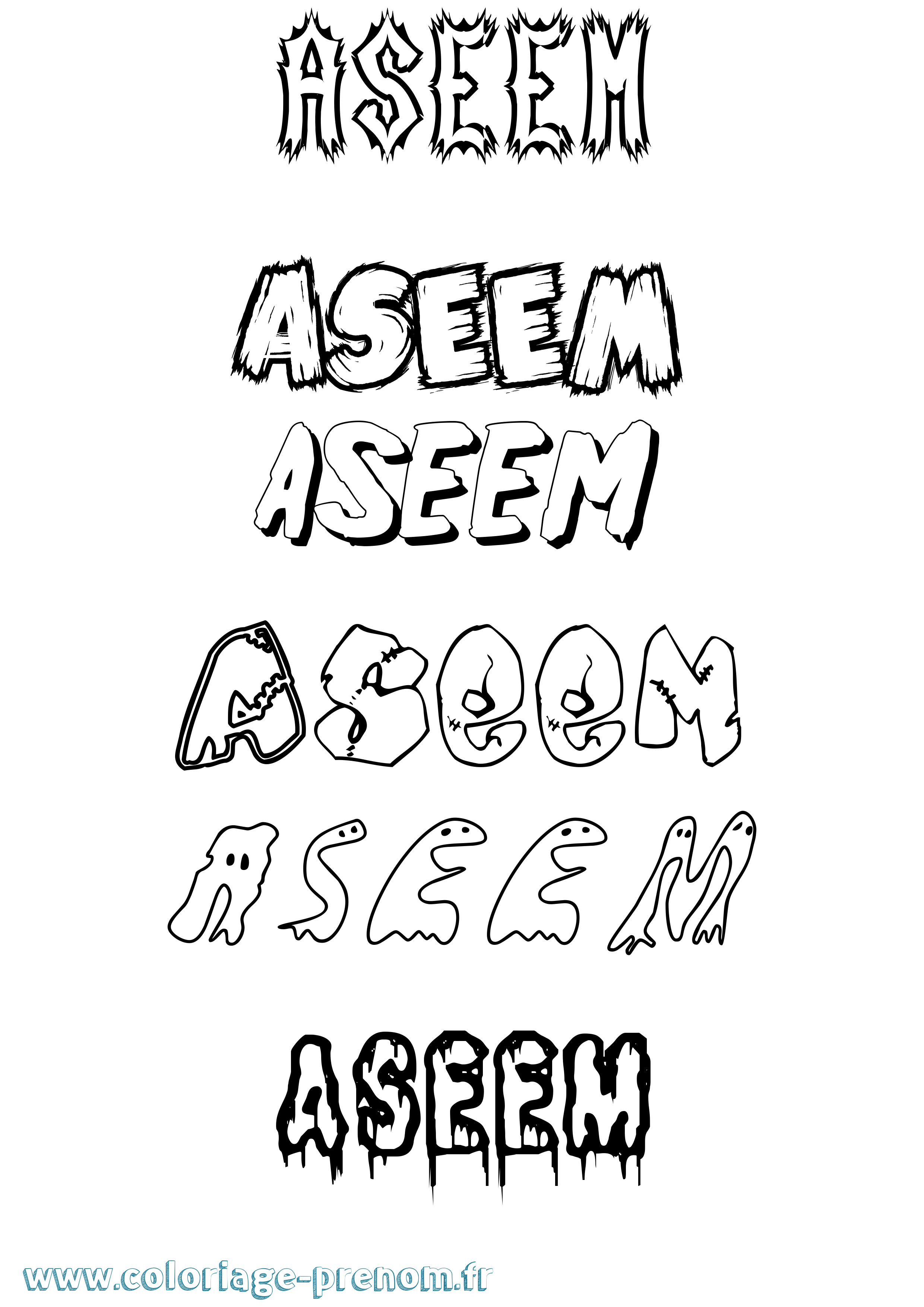 Coloriage Aseem Frisson Coloriage prénom Aseem Frisson