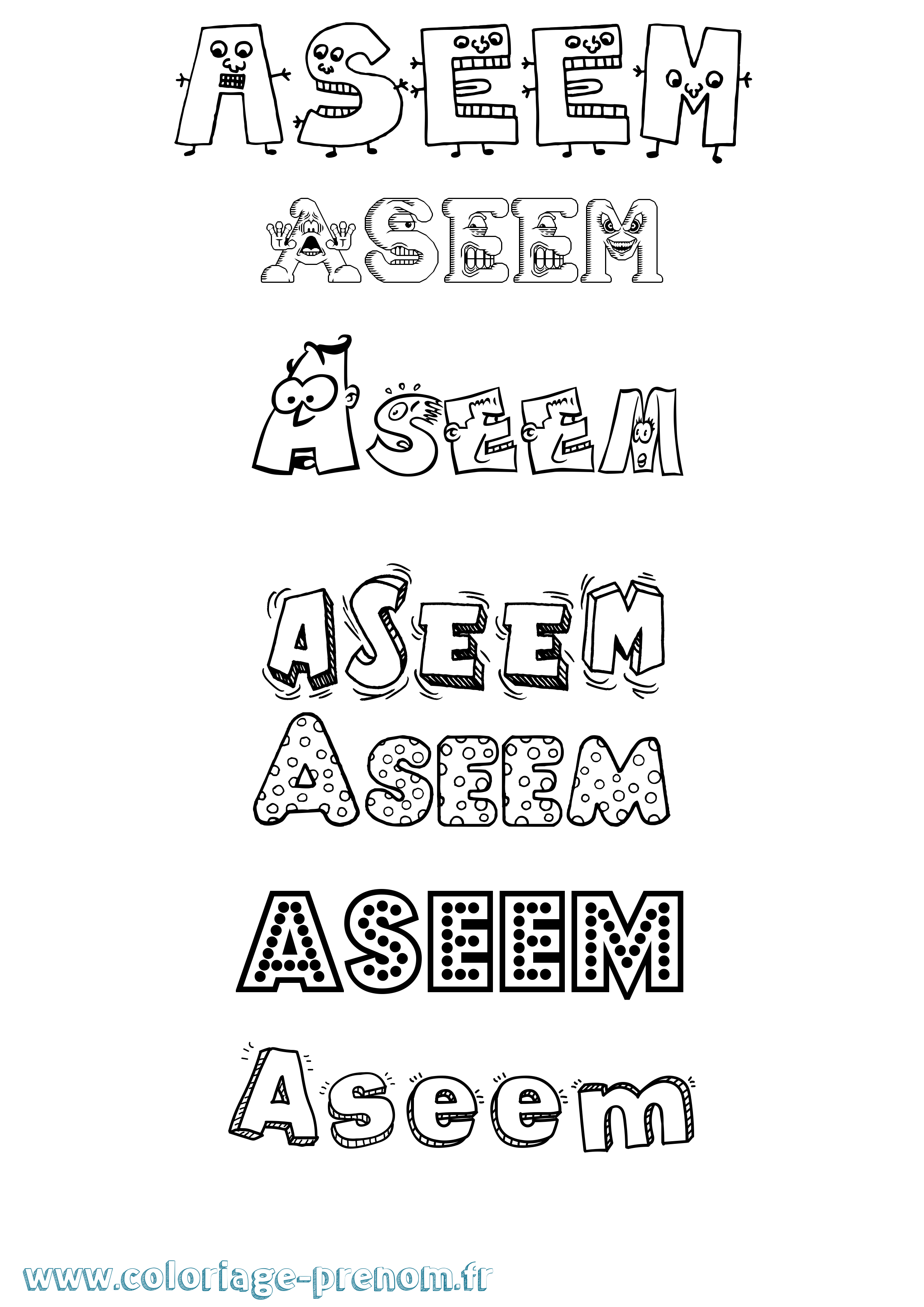 Coloriage Aseem Fun Coloriage prénom Aseem Fun