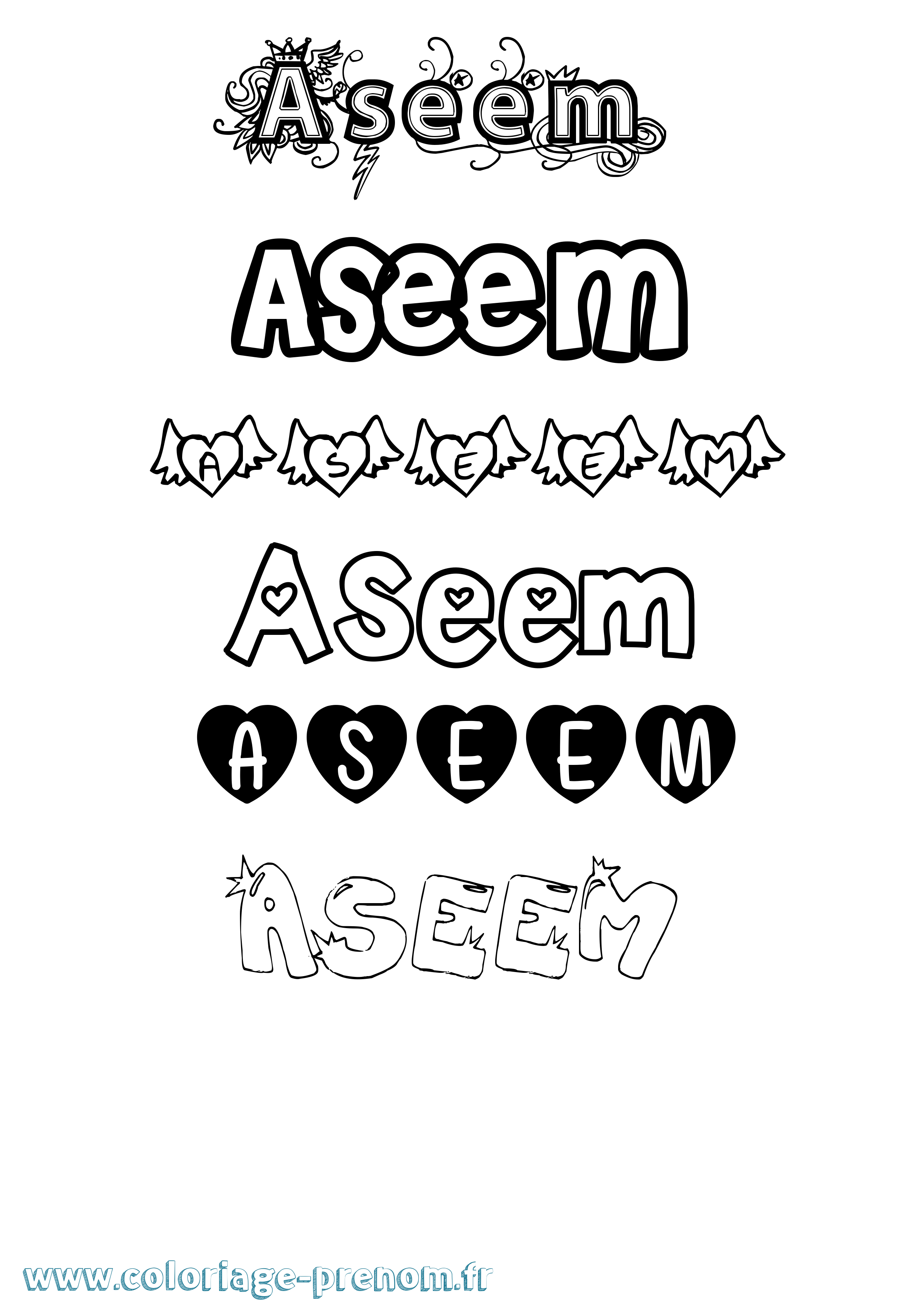 Coloriage Aseem Girly Coloriage prénom Aseem Girly