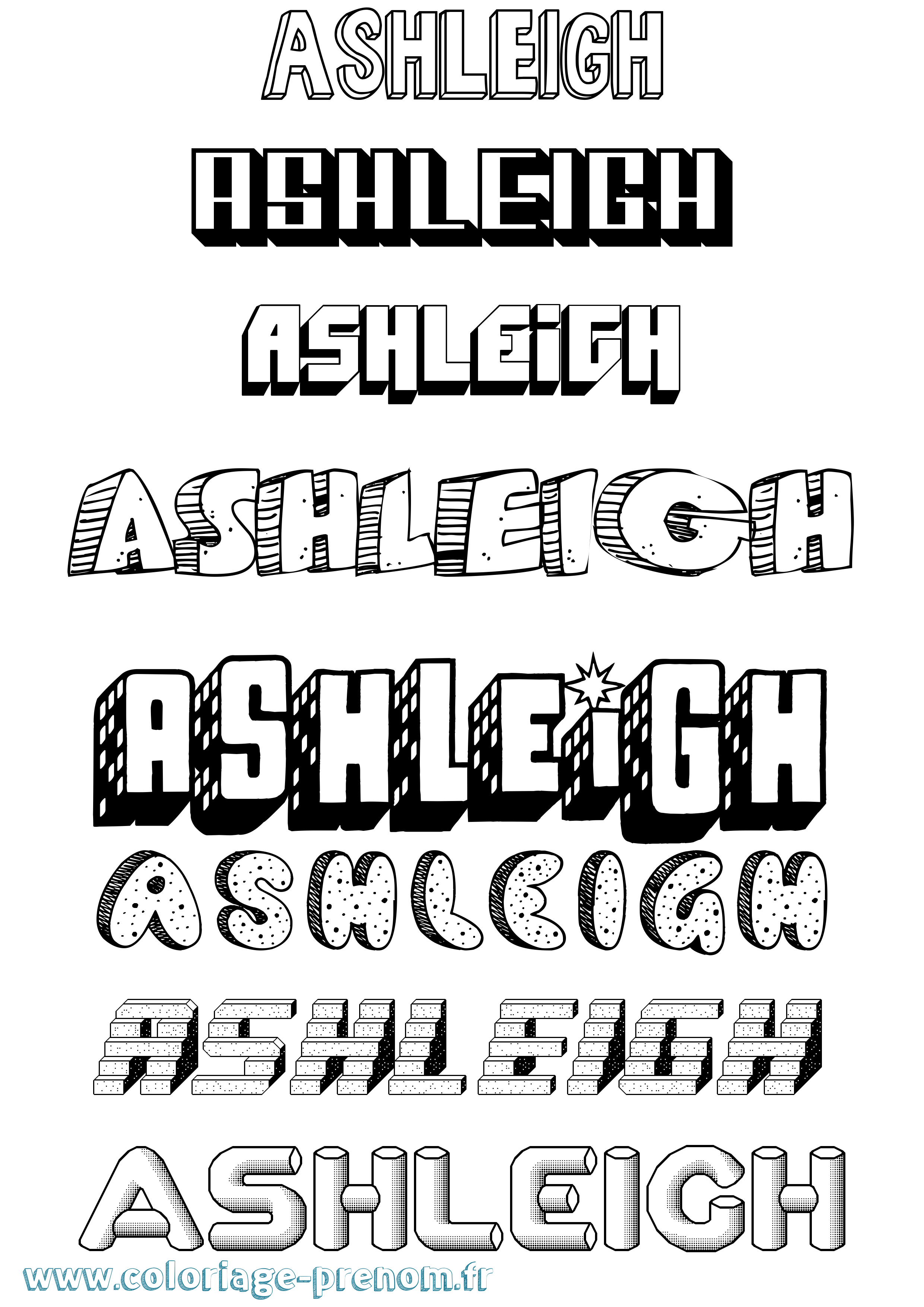 Coloriage Ashleigh Effet 3D Coloriage prénom Ashleigh Effet 3D