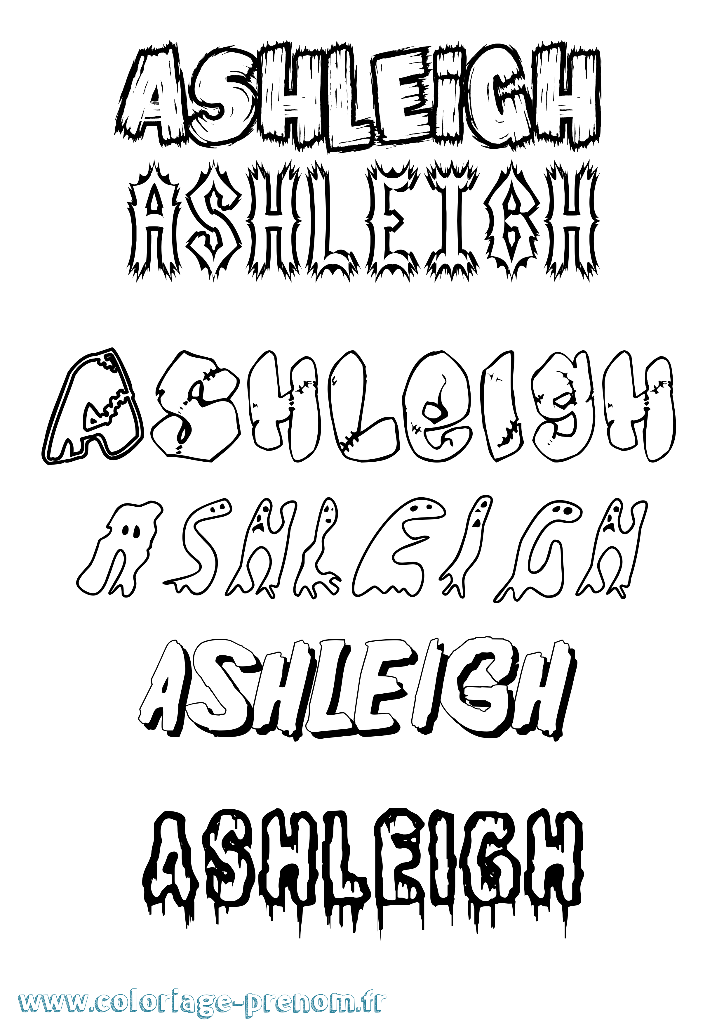 Coloriage Ashleigh Frisson Coloriage prénom Ashleigh Frisson
