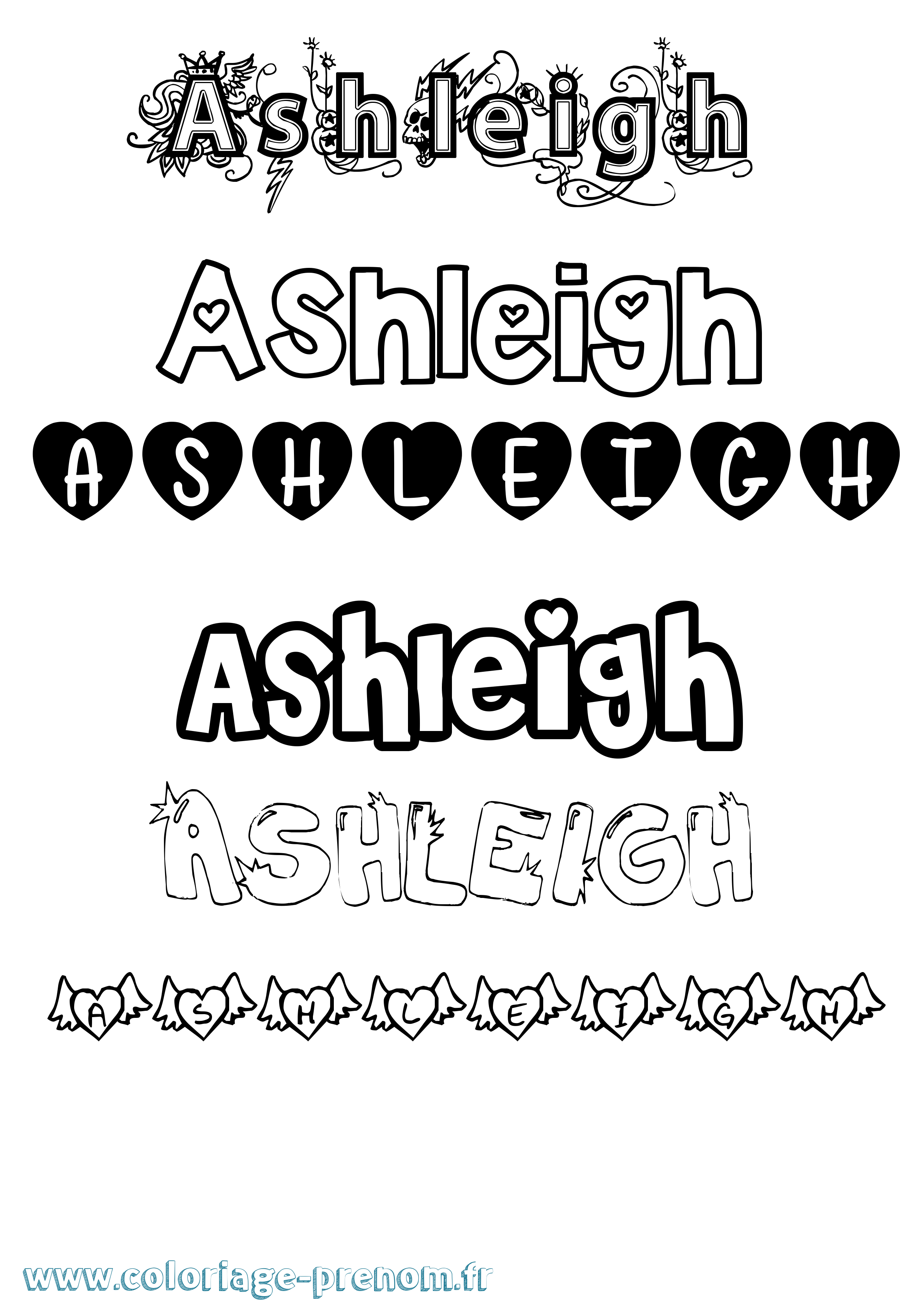 Coloriage Ashleigh Girly Coloriage prénom Ashleigh Girly