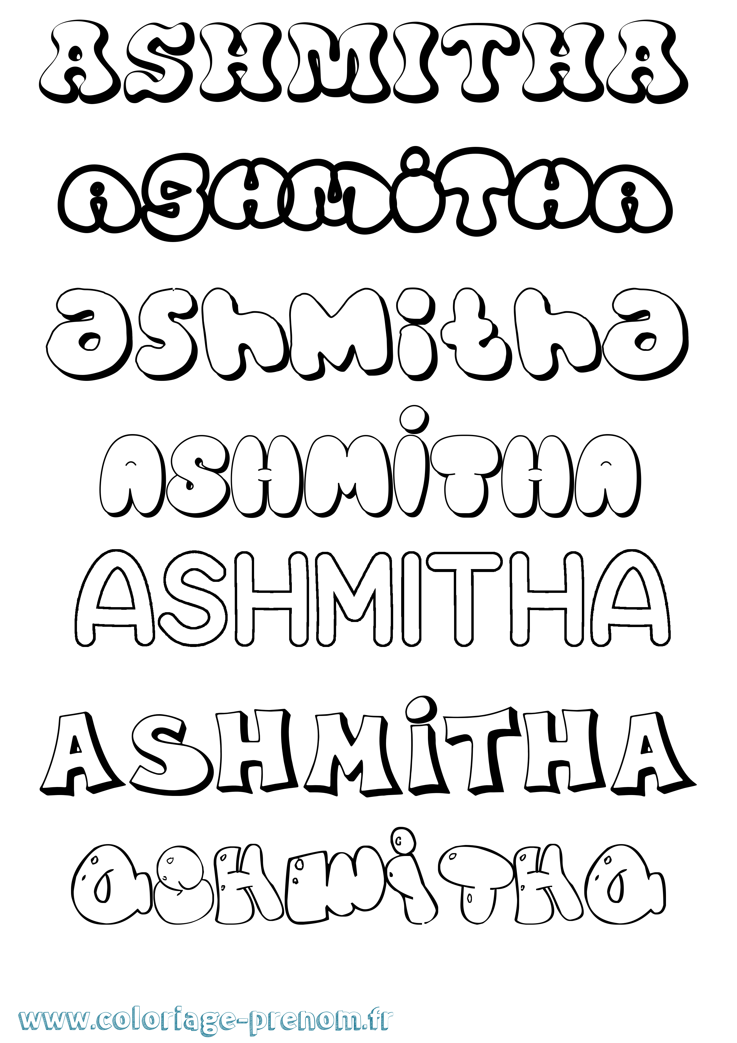 Coloriage Ashmitha Bubble Coloriage prénom Ashmitha Bubble