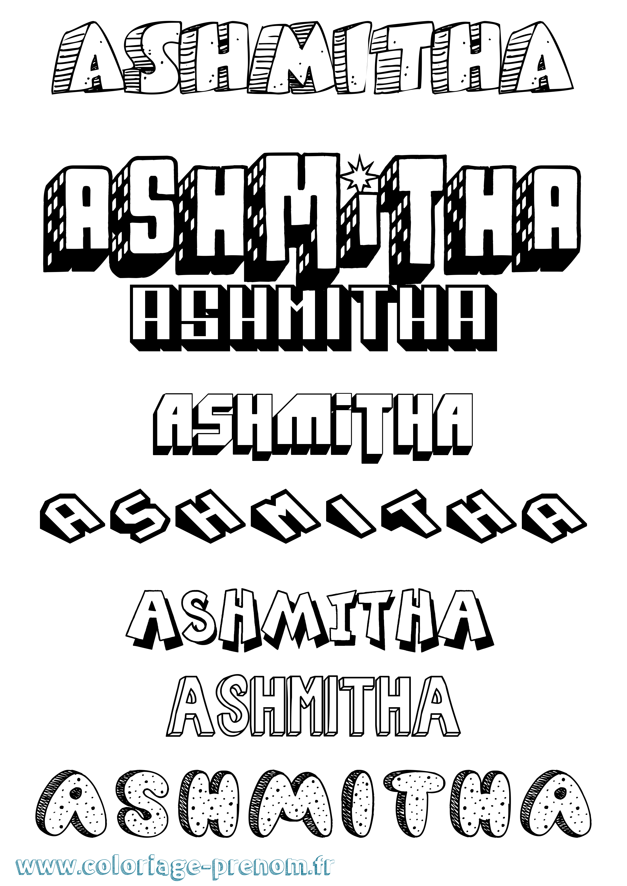 Coloriage Ashmitha Effet 3D Coloriage prénom Ashmitha Effet 3D