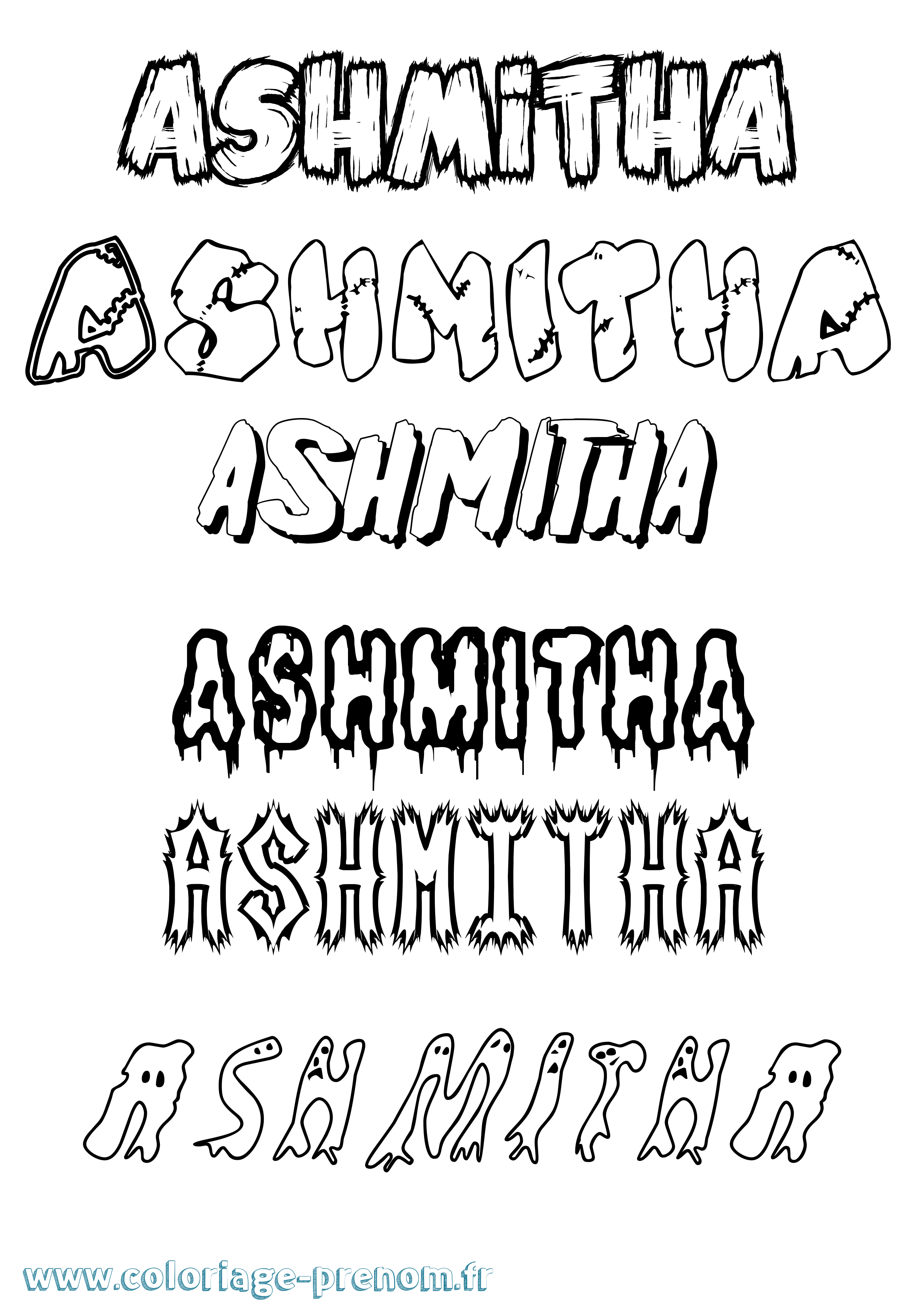 Coloriage Ashmitha Frisson Coloriage prénom Ashmitha Frisson