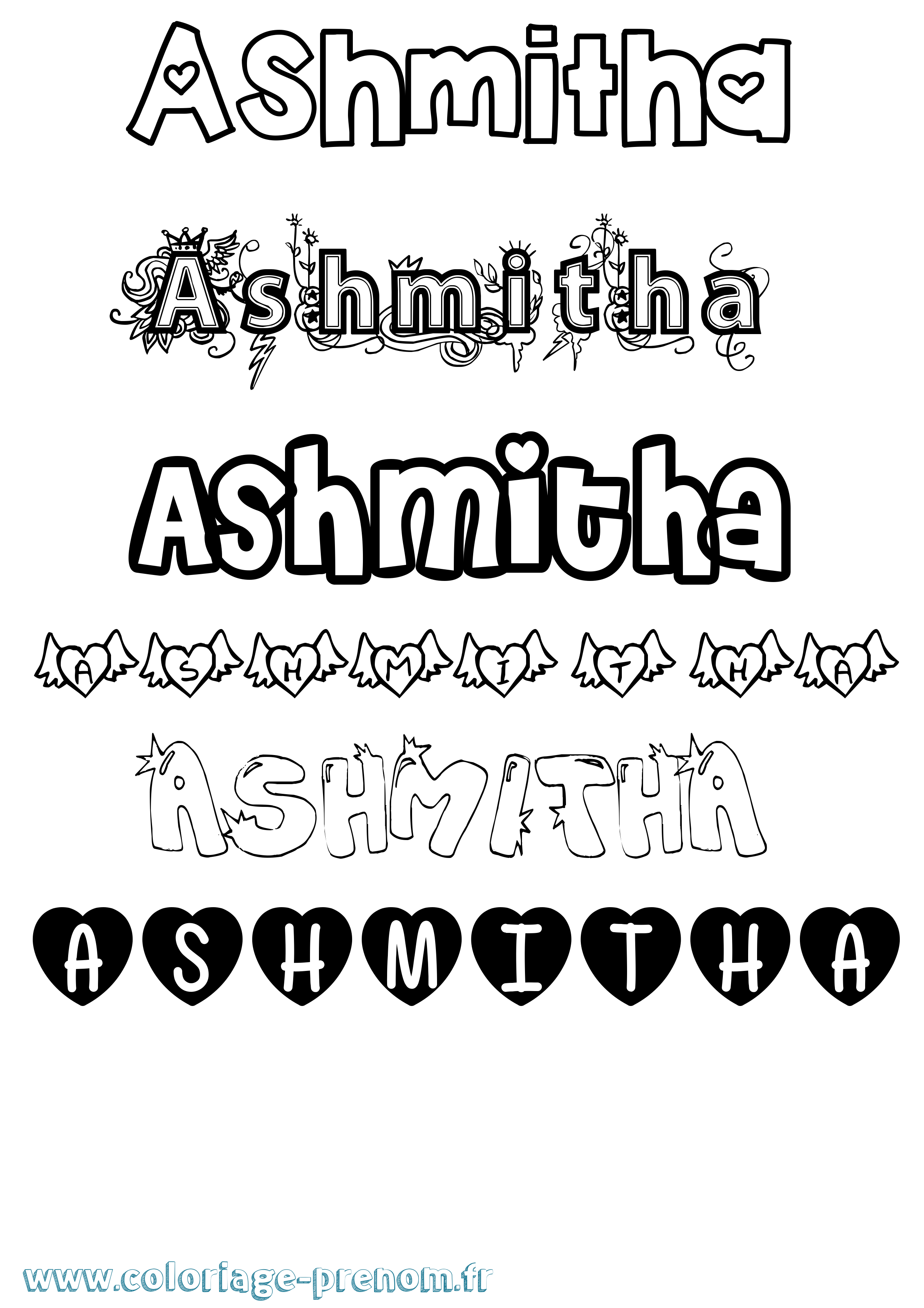 Coloriage Ashmitha Girly Coloriage prénom Ashmitha Girly