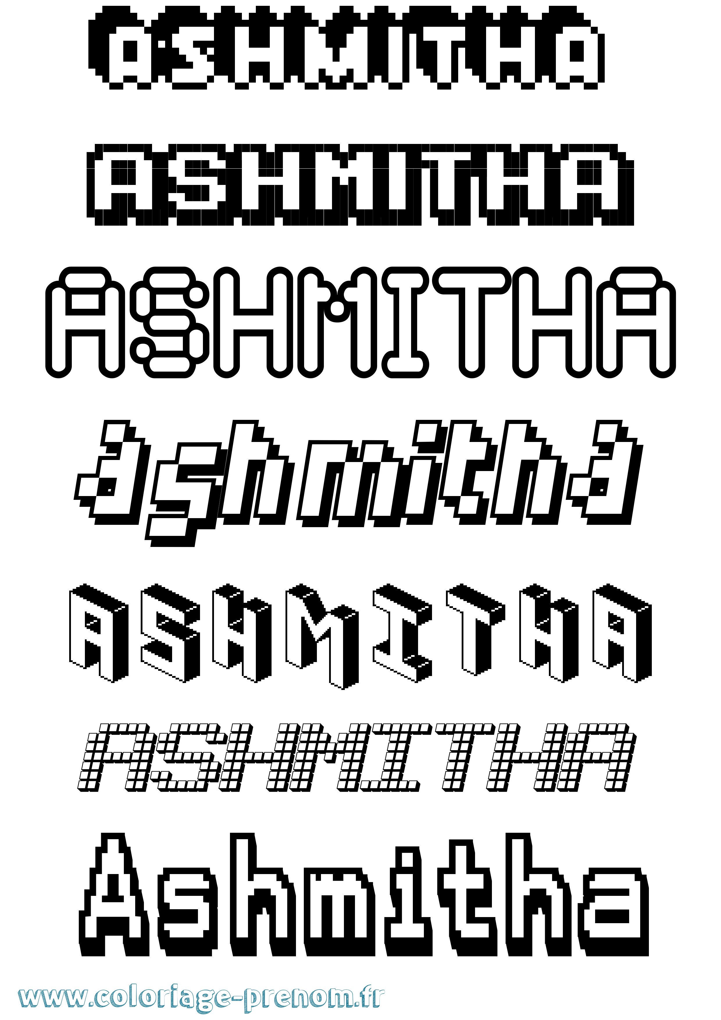 Coloriage Ashmitha Pixel Coloriage prénom Ashmitha Pixel