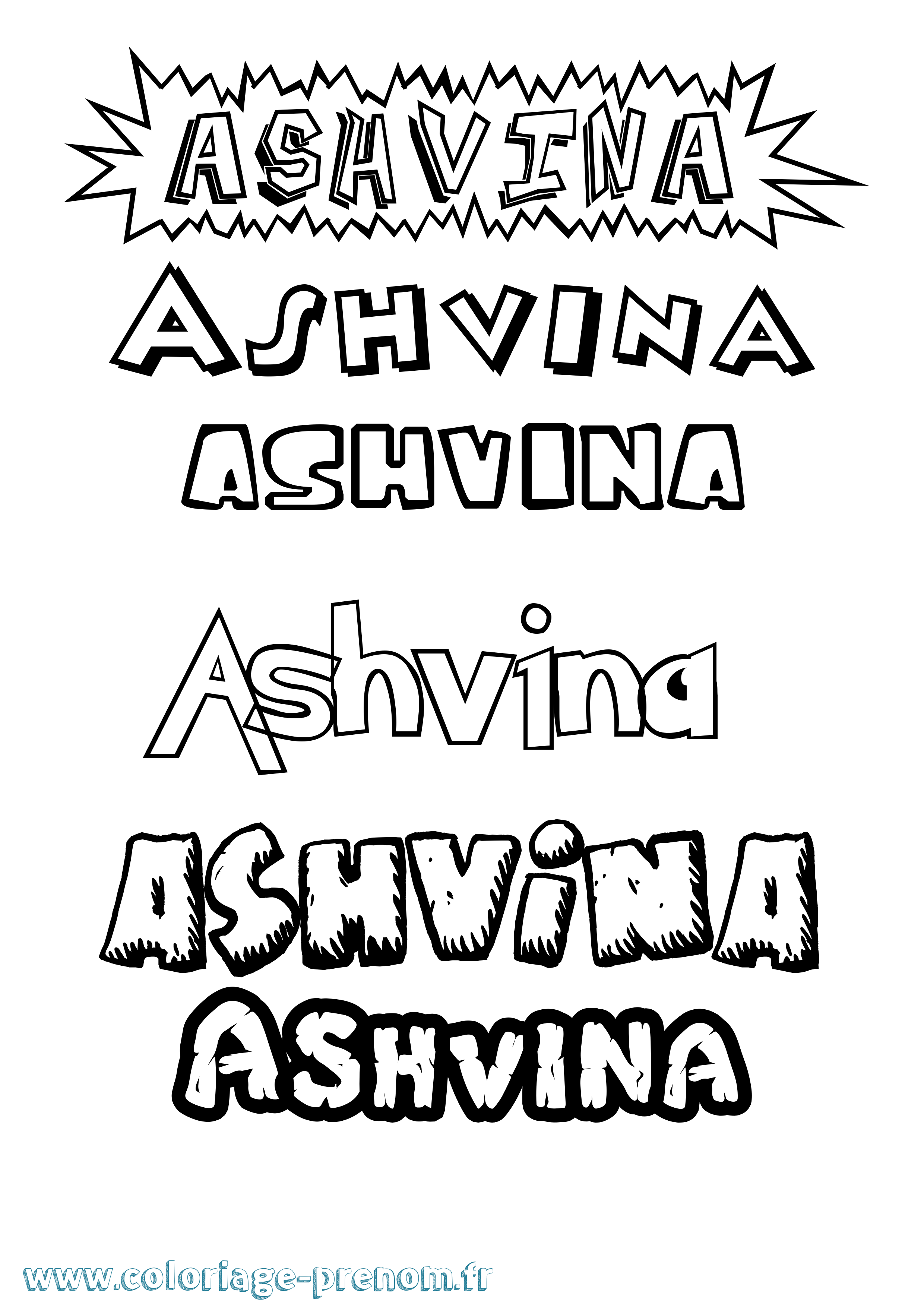 Coloriage Ashvina Dessin Animé Coloriage prénom Ashvina Dessin Animé