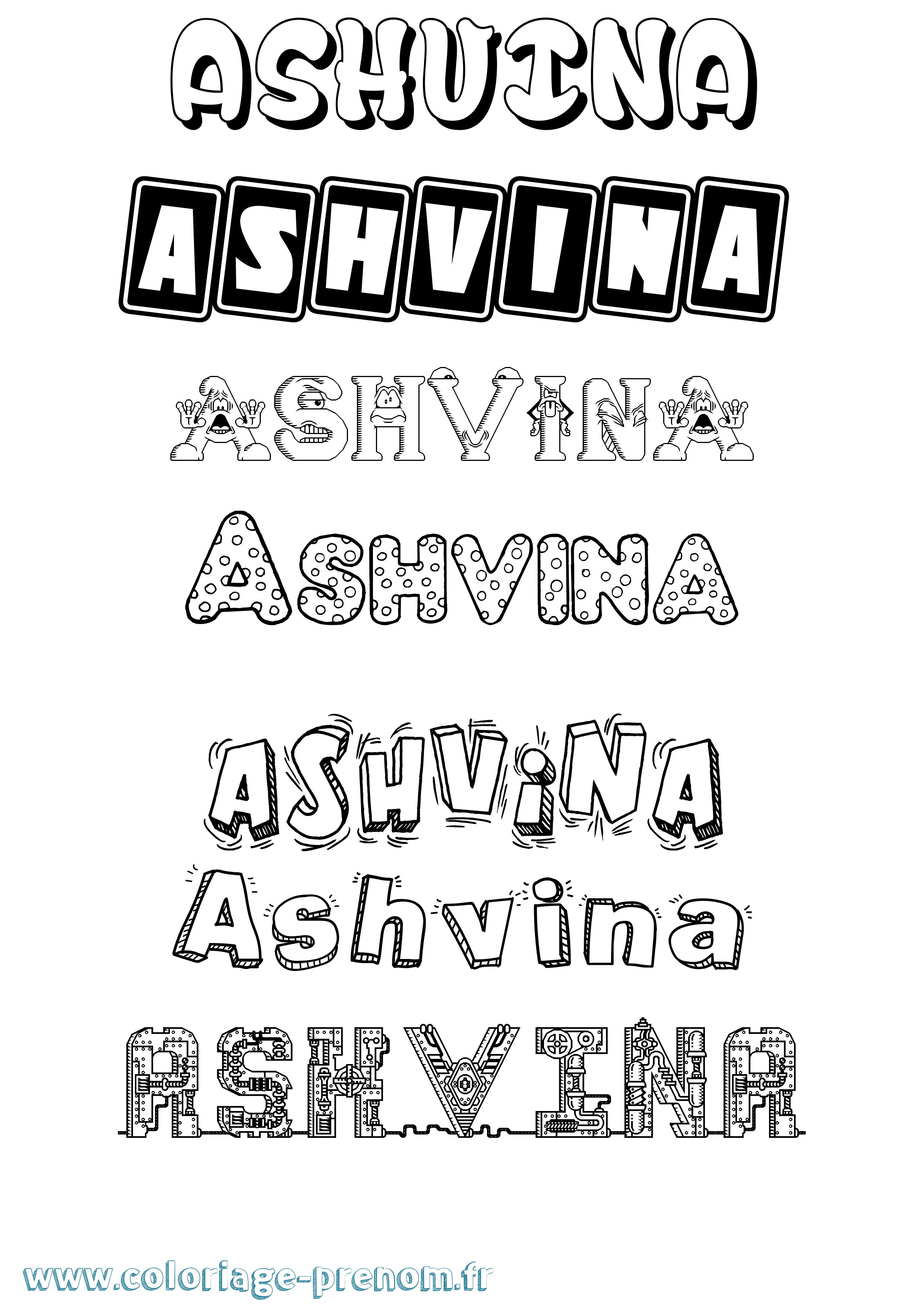 Coloriage Ashvina Fun Coloriage prénom Ashvina Fun