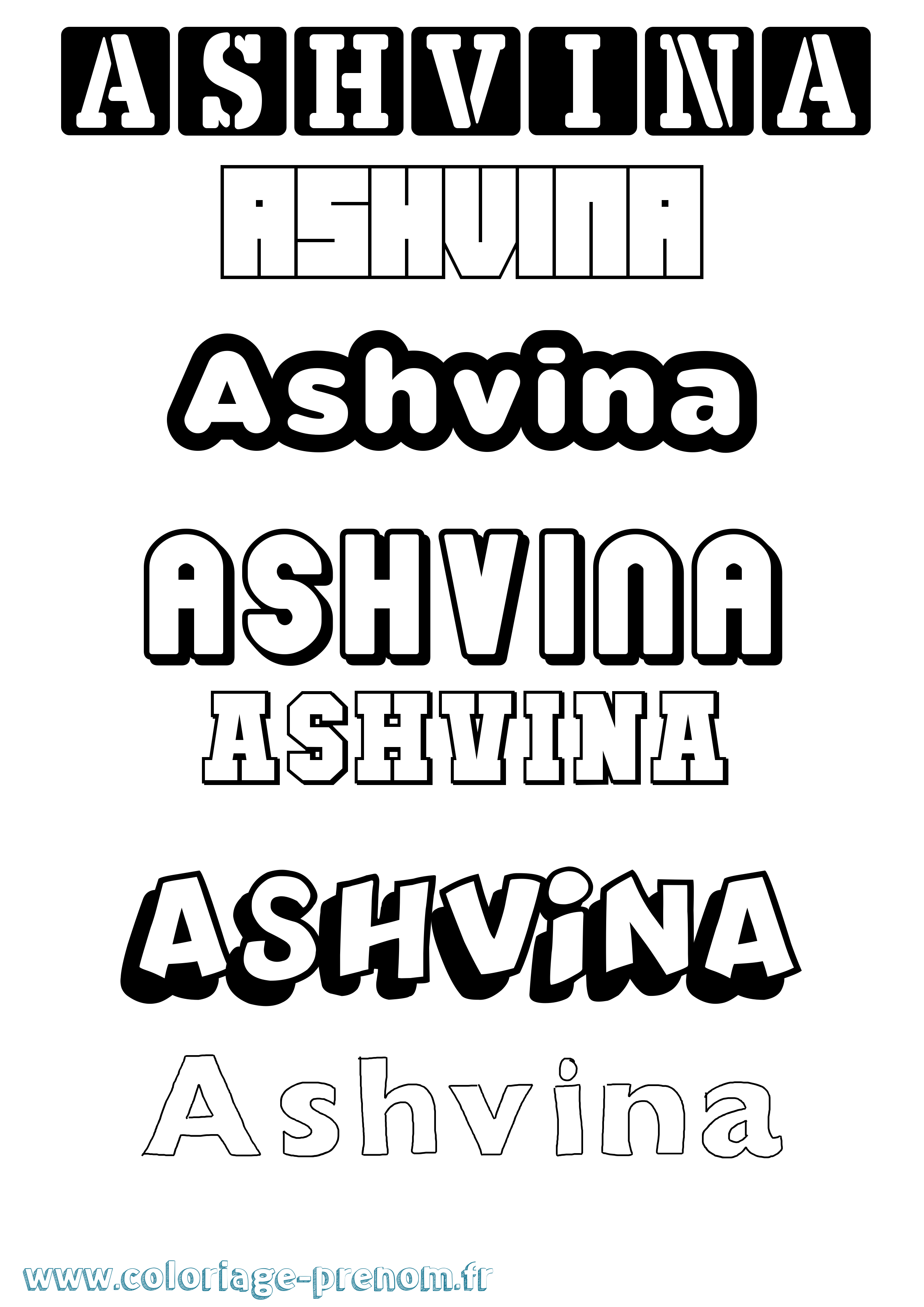 Coloriage Ashvina Simple Coloriage prénom Ashvina Simple