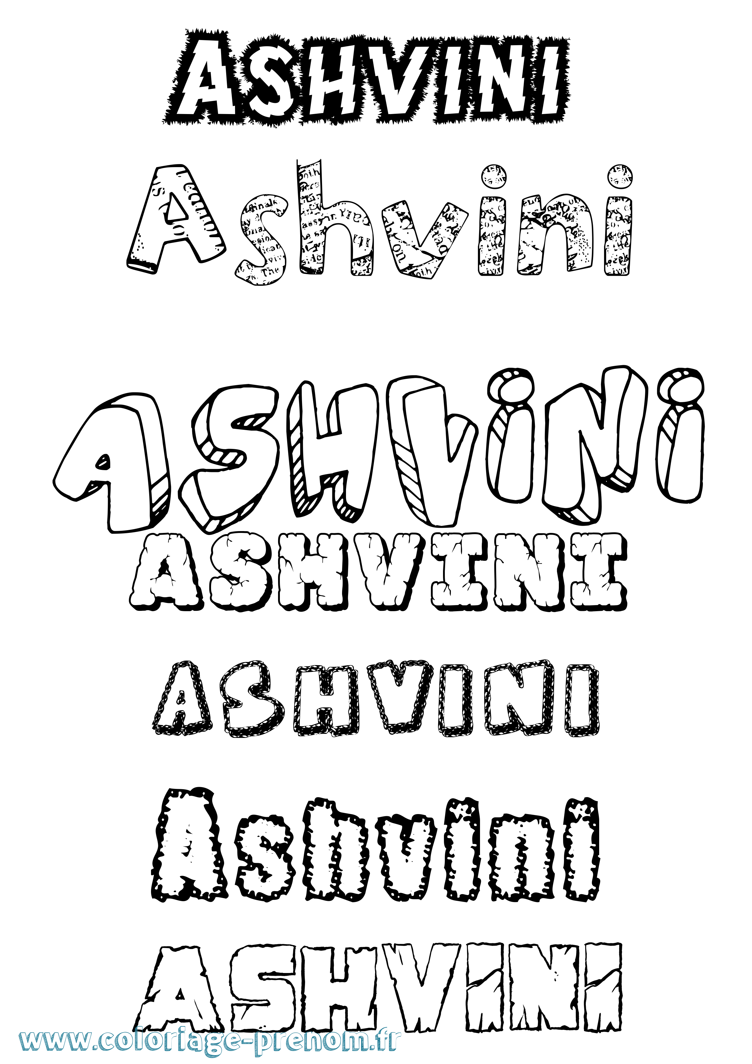Coloriage Ashvini Destructuré Coloriage prénom Ashvini Destructuré