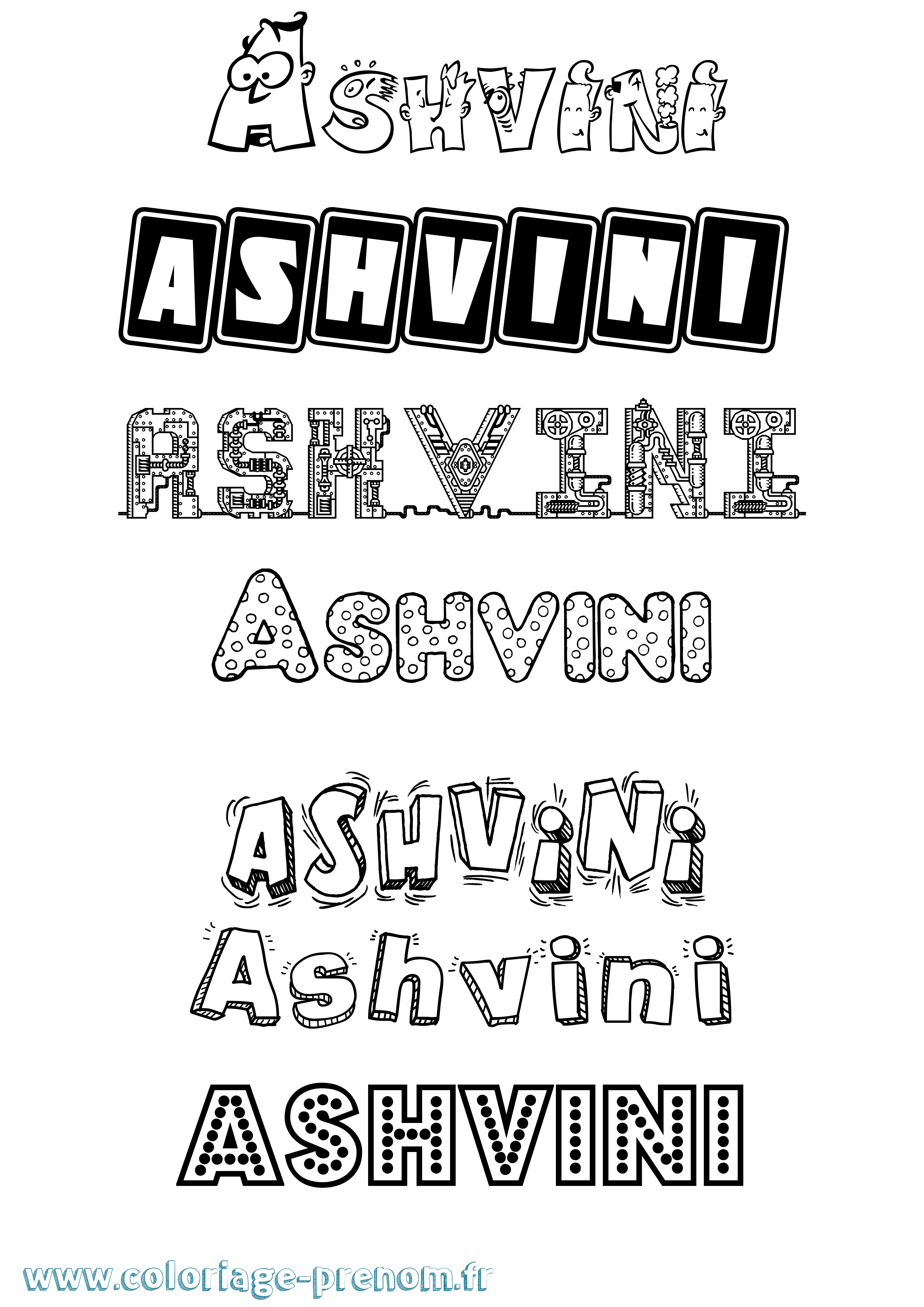 Coloriage Ashvini Fun Coloriage prénom Ashvini Fun