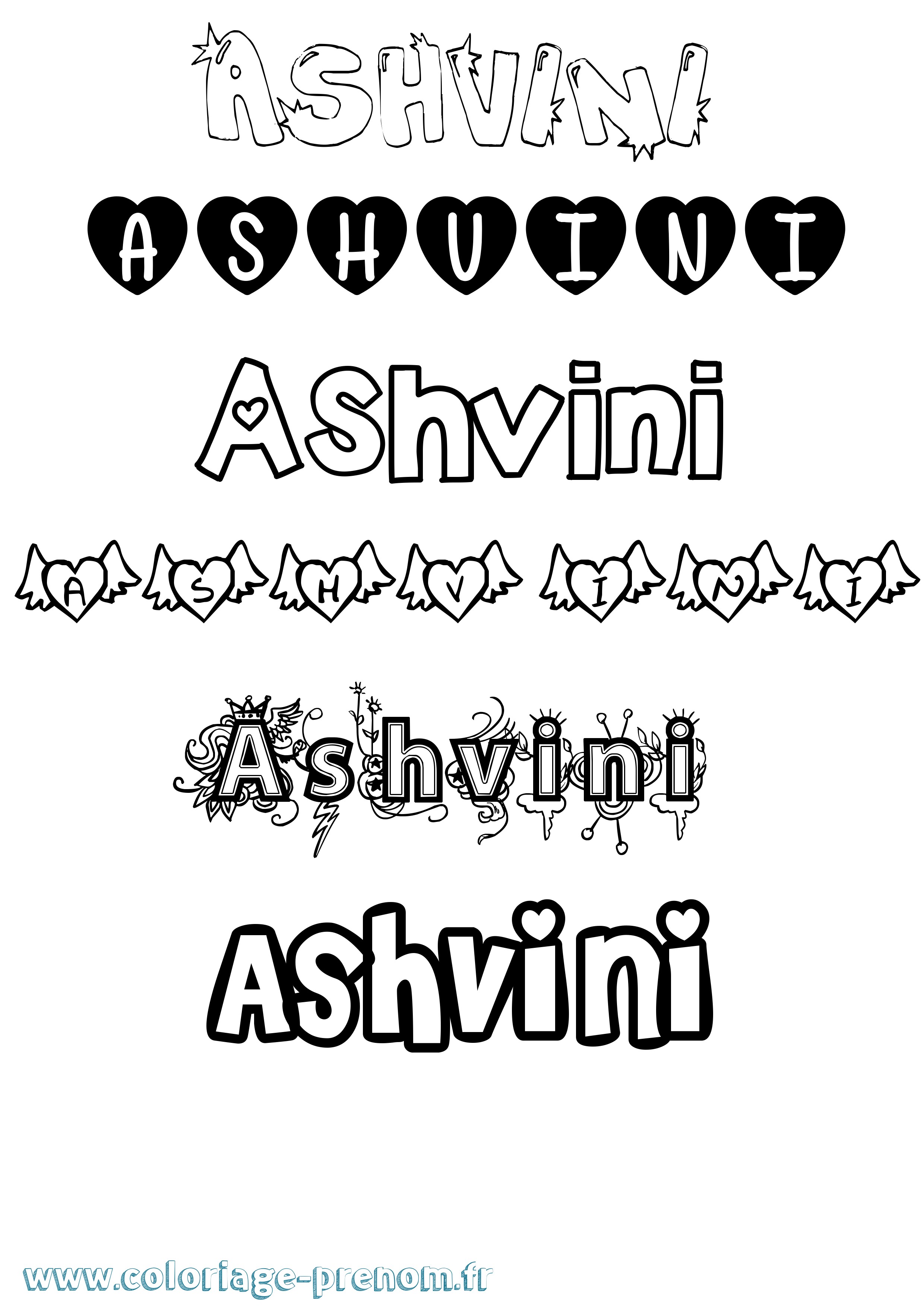 Coloriage Ashvini Girly Coloriage prénom Ashvini Girly