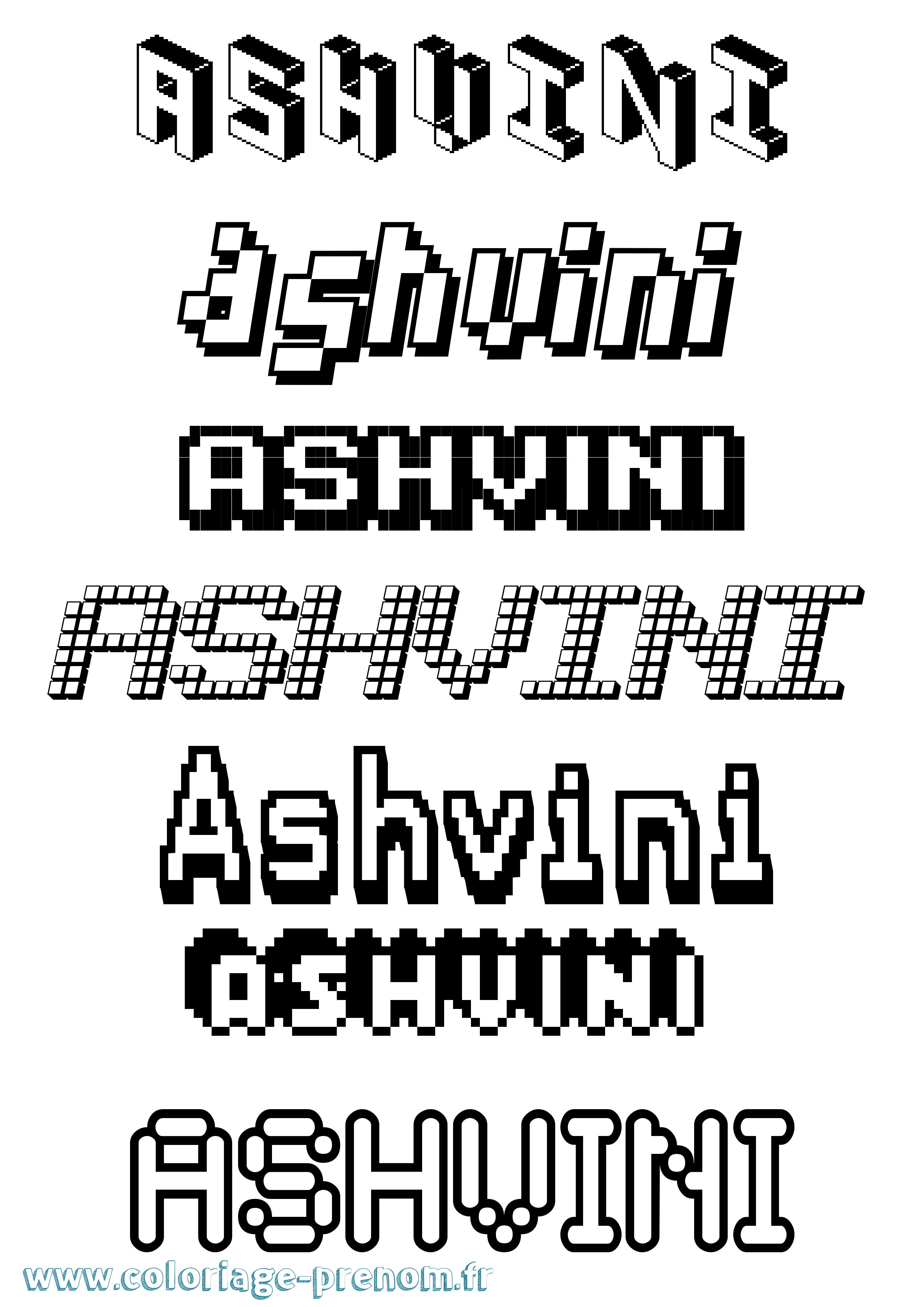 Coloriage Ashvini Pixel Coloriage prénom Ashvini Pixel